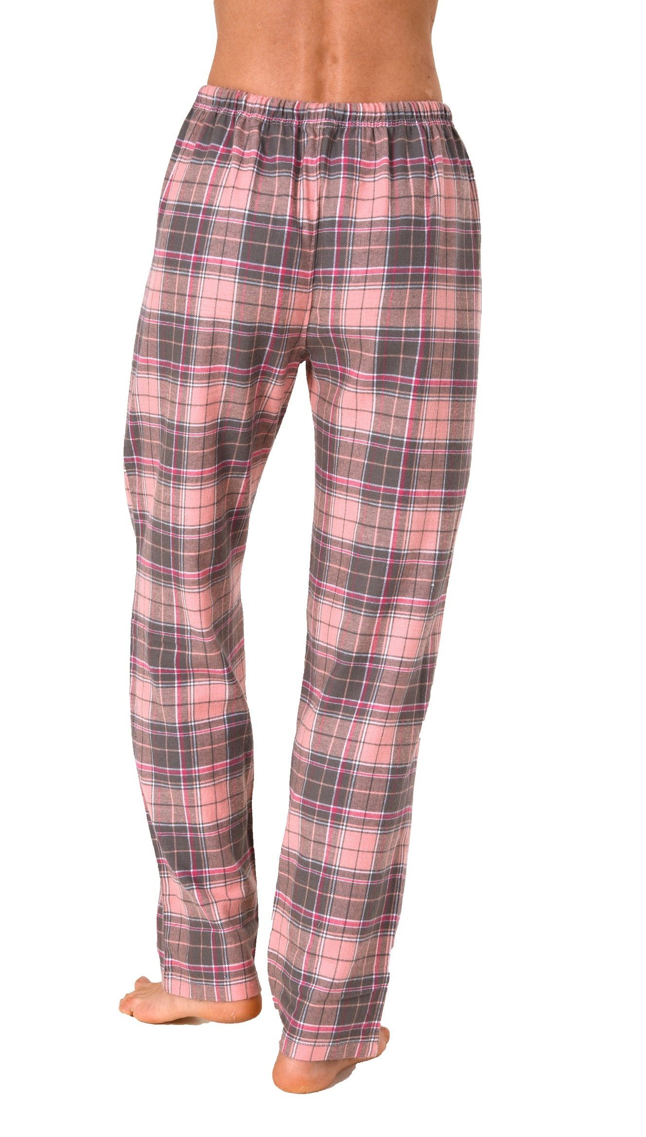 Normann Pyjama Dame Flanell Schlafanzug Hose kariert aus Baumwolle ideal zum relaxen