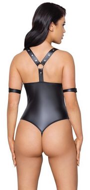 Cottelli Collection Body Wetlook Body mit offenem Schritt - schwarz