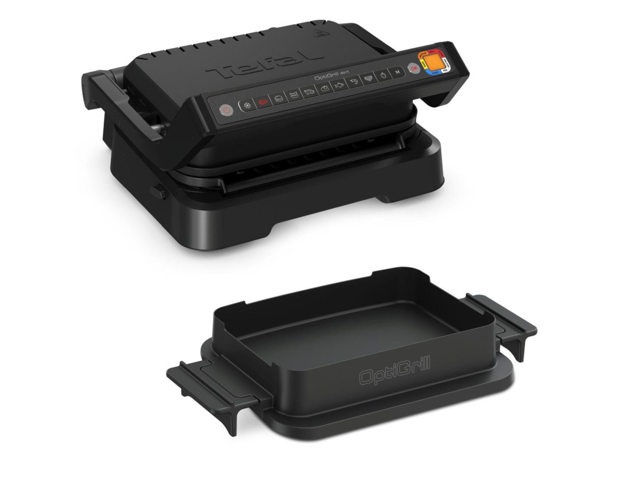 Tefal Kontaktgrill GC7748 OptiGrill 4in1, 2100,00 W, 9 Kochprogramme, inkl. Backschale