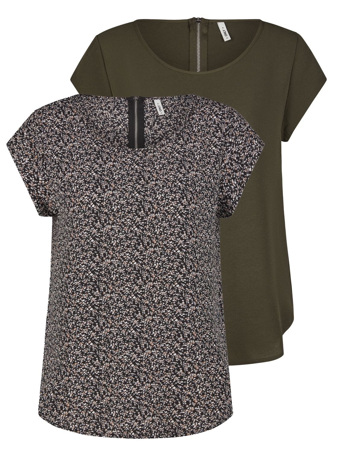 ONLY T-Shirt Damen Top ONLVIC Regular Fit (Vorteilspack, 2-tlg) Basic Kurza günstig online kaufen