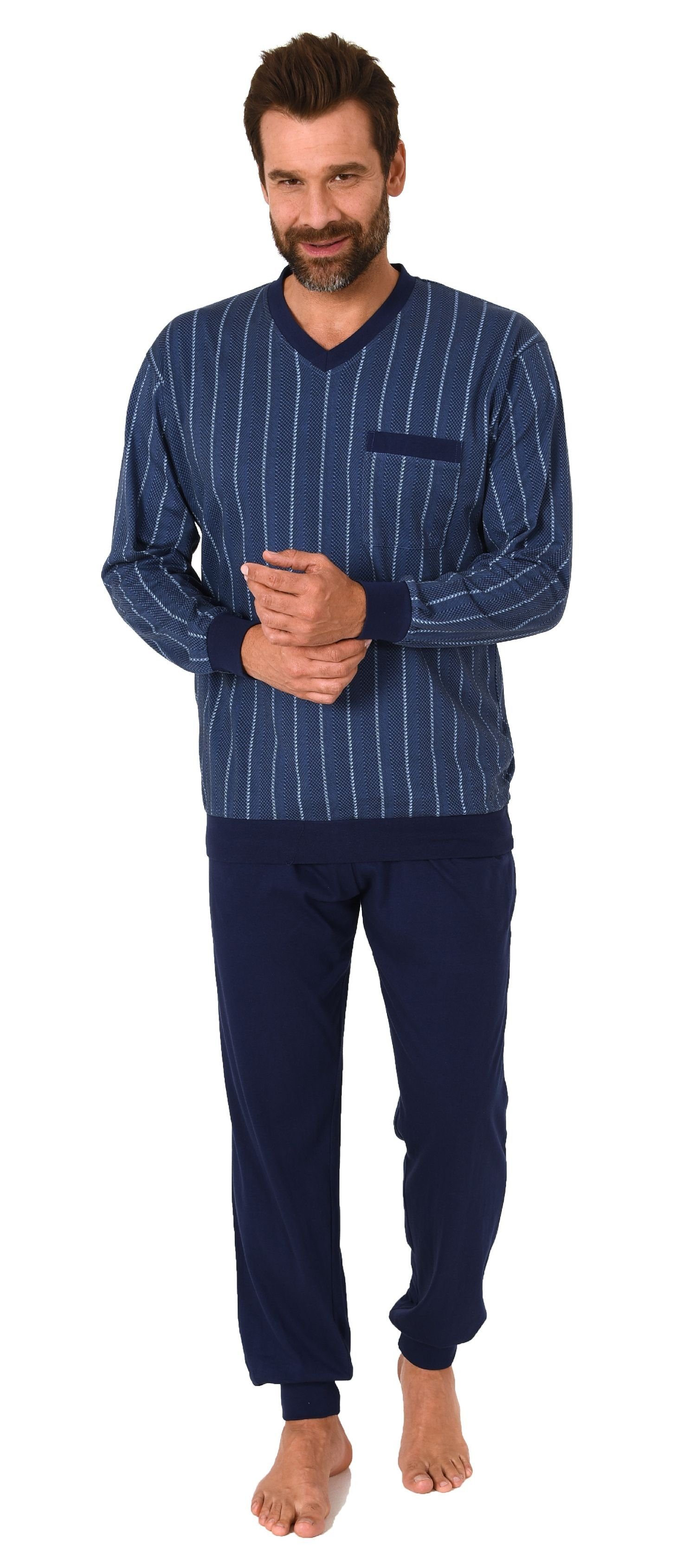48 -XXXL Herren Schlafanzug Pyjama Arm-u.Beinbündchen leicht lang M 54/56  Kleidung & Accessoires RA9946238