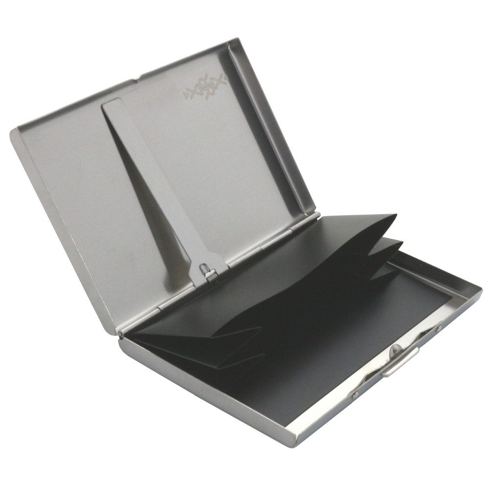 XiRRiX Kartenetui Kreditkartenetui aus Aluminium RFID geschützt (Visitenkarten Etui, für bis zu drei Karten), mit Geldklammer im Inneren