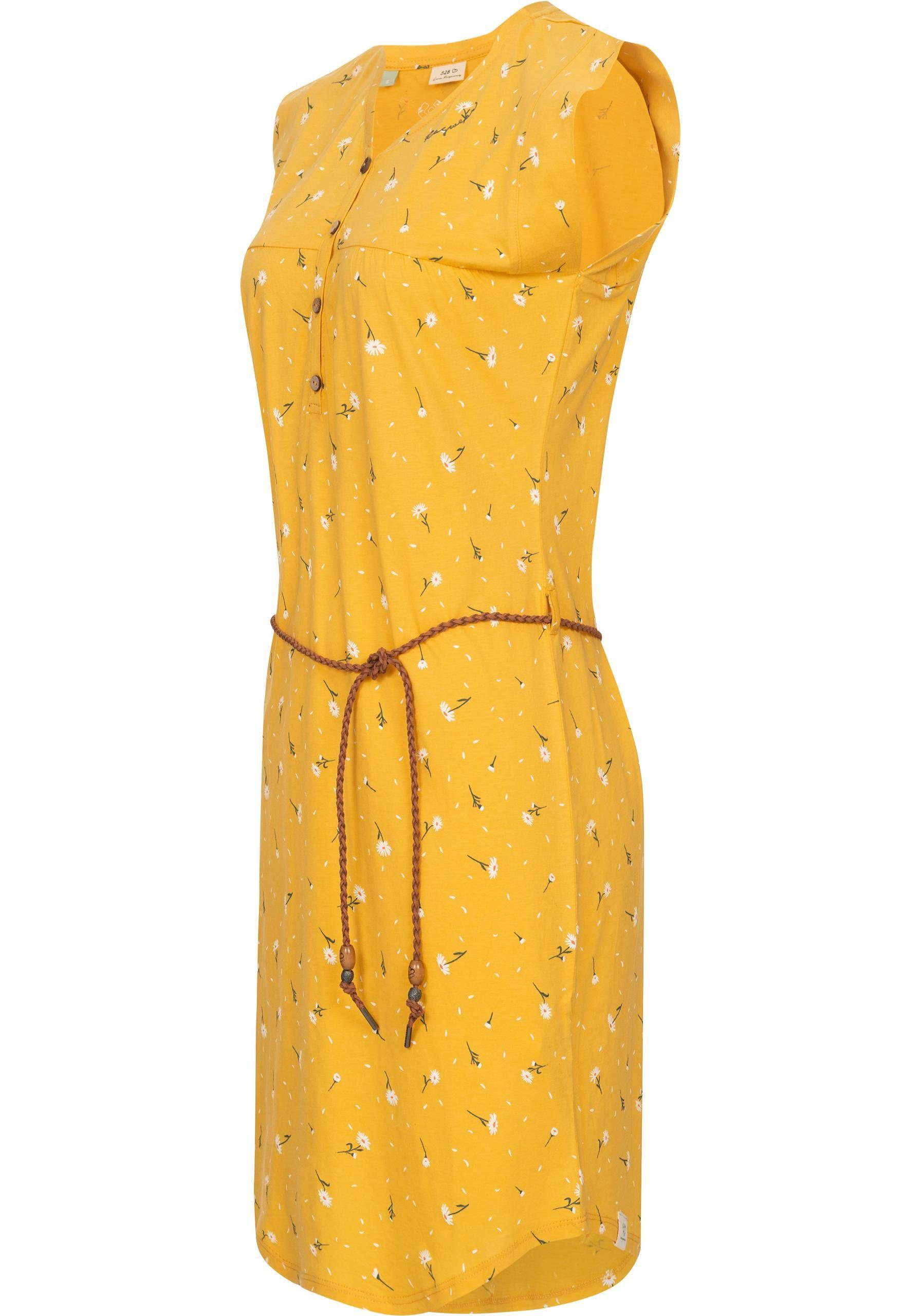 Hochwertige Dress leichtes Qualität Ragwear und Print, Verarbeitung, fällt Zofka sommerlichem Organic Kleid leicht locker mit Jersey Sommerkleid