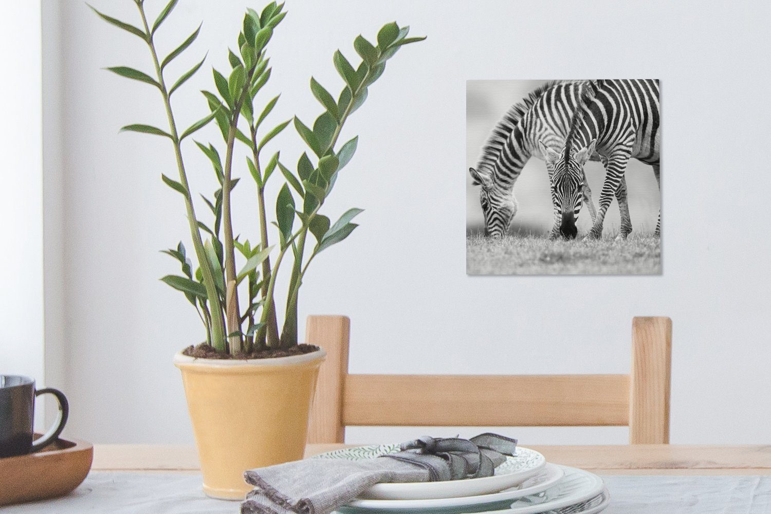 (1 für OneMillionCanvasses® Bilder St), Zebras, Leinwand Schlafzimmer Leinwandbild Weidende Wohnzimmer