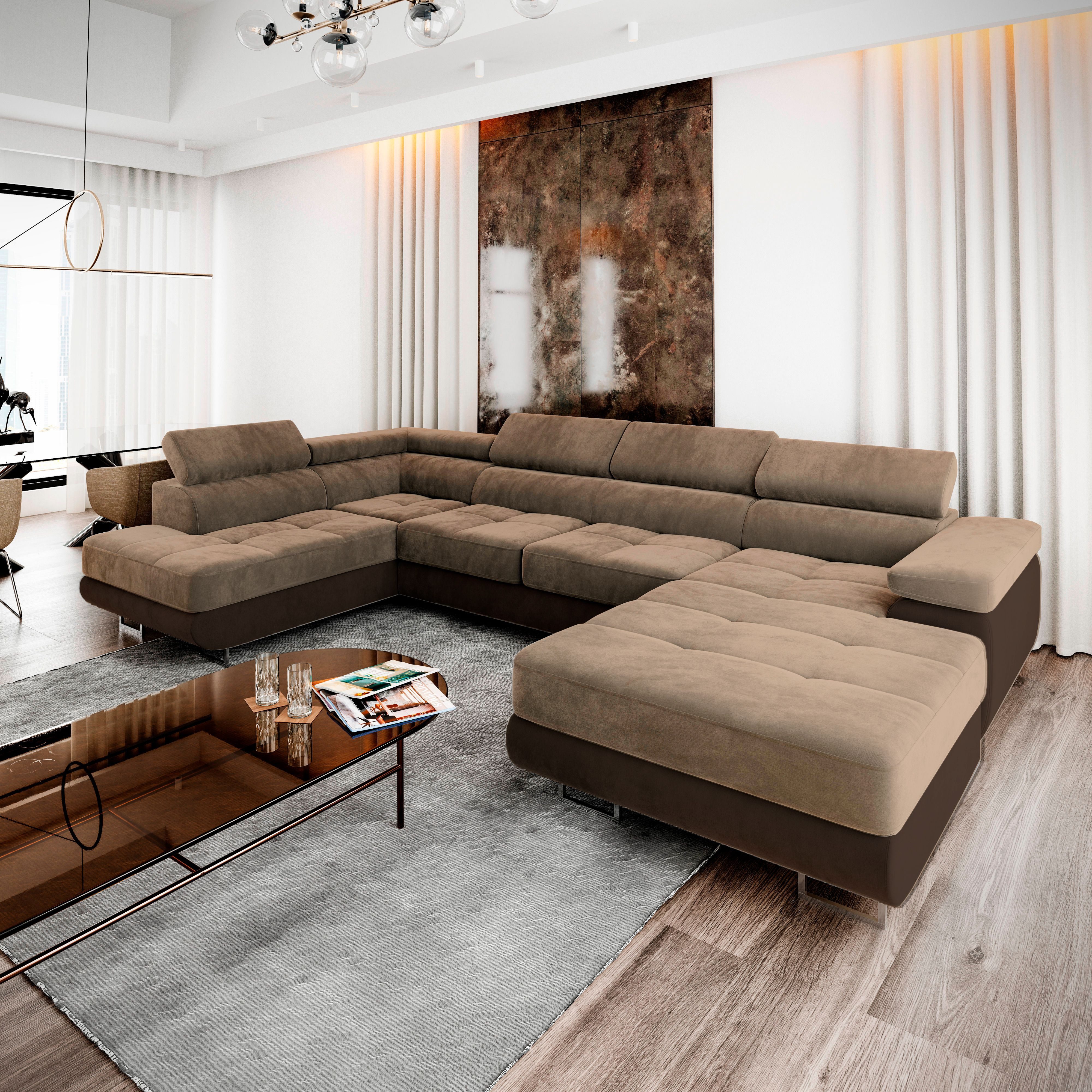 Masseno Ecksofa CASONE mit Schlaffunktion U-Form, Sofa mit Bettkasten günstig online kaufen