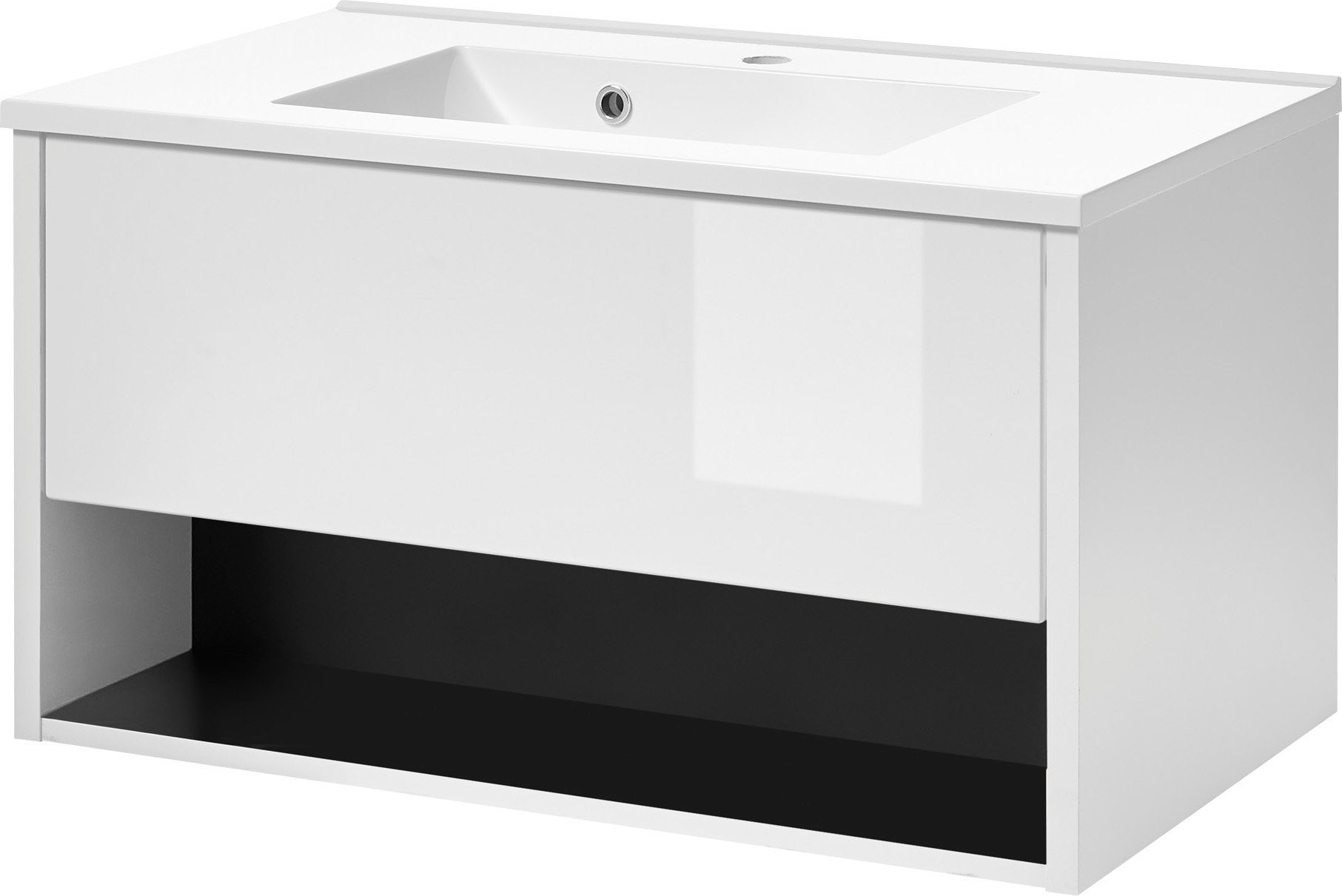 Places of Style Waschtisch Studio Line, Waschtisch inkl. Waschbecken, modernes Design, in zwei Farben verfügbar, ausreichend Stauraum