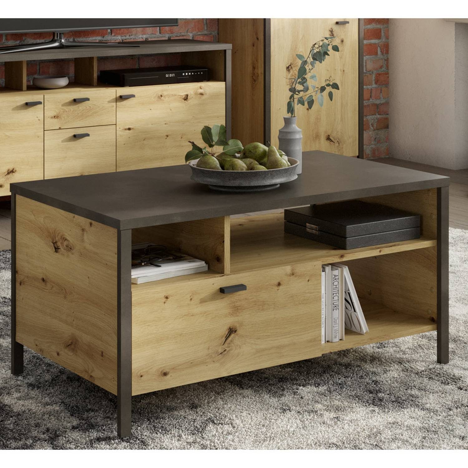 Couchtisch INDORE-10 im Industrial Look von LOMADOX - Einrichtungsvorschlag
