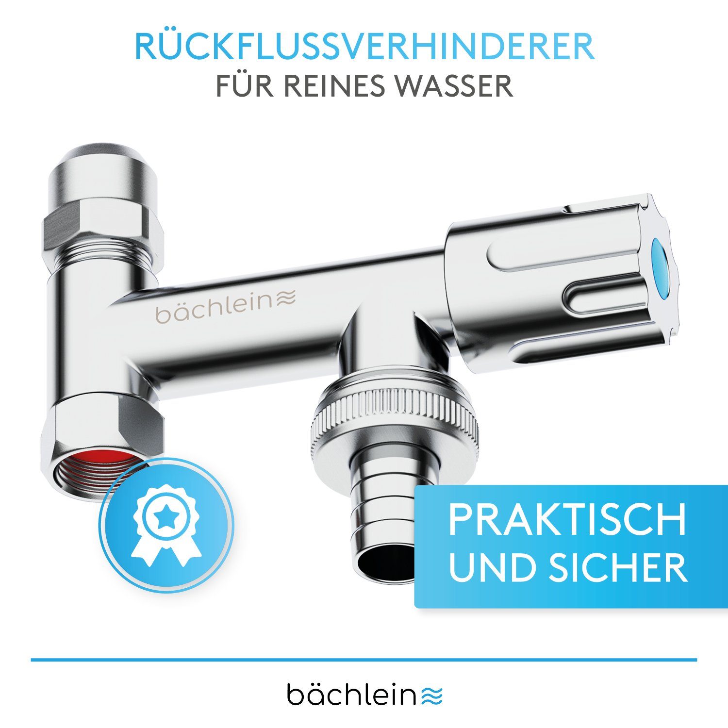 Bächlein Geräteventil Bächlein Gerätezusatzventil Eckfix -Eckventil mit Maschinenanschluss, Erweiterung eines Eckventils