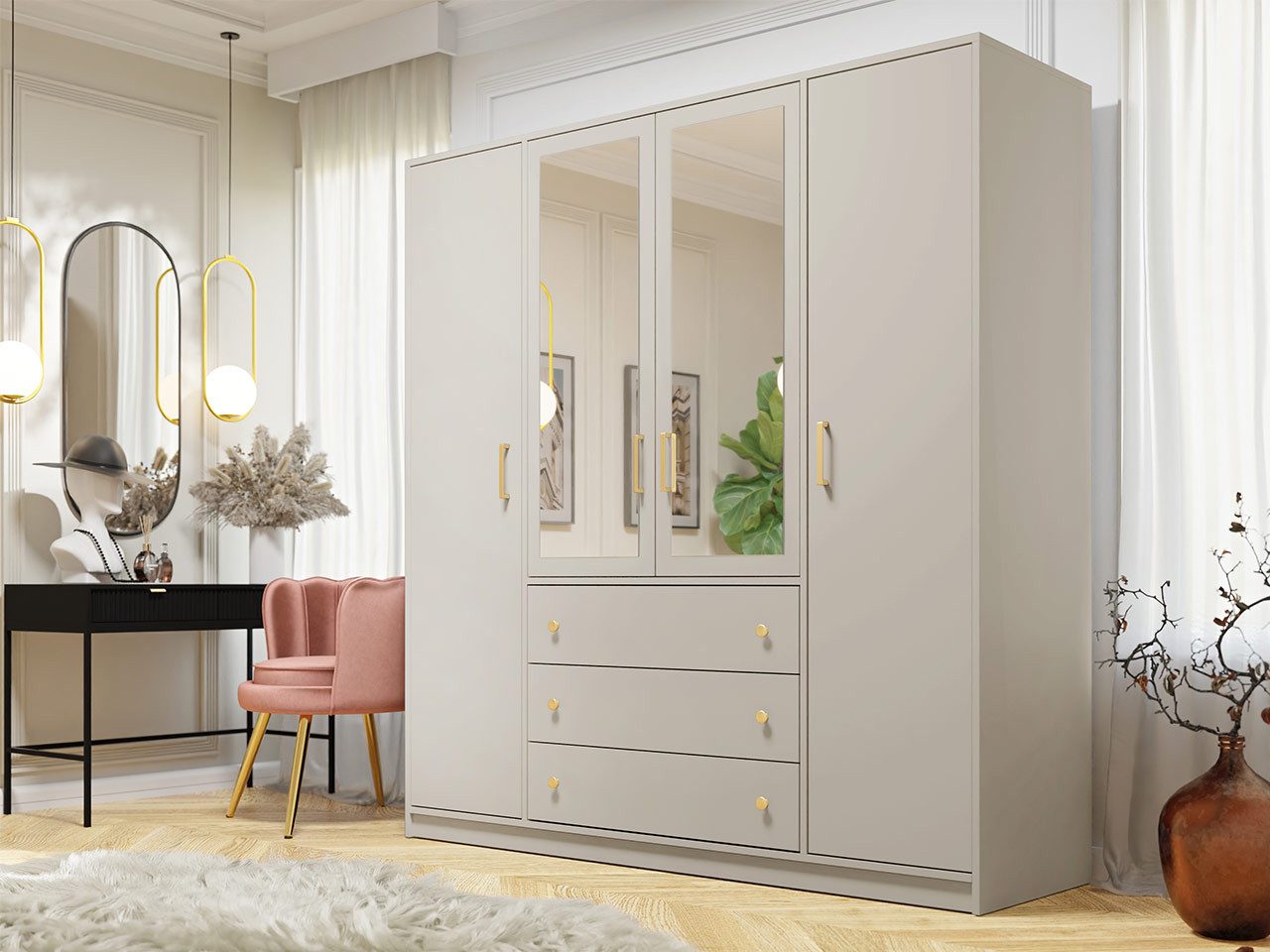 MIRJAN24 Kleiderschrank Retro D4 Lux (mit günstig online kaufen