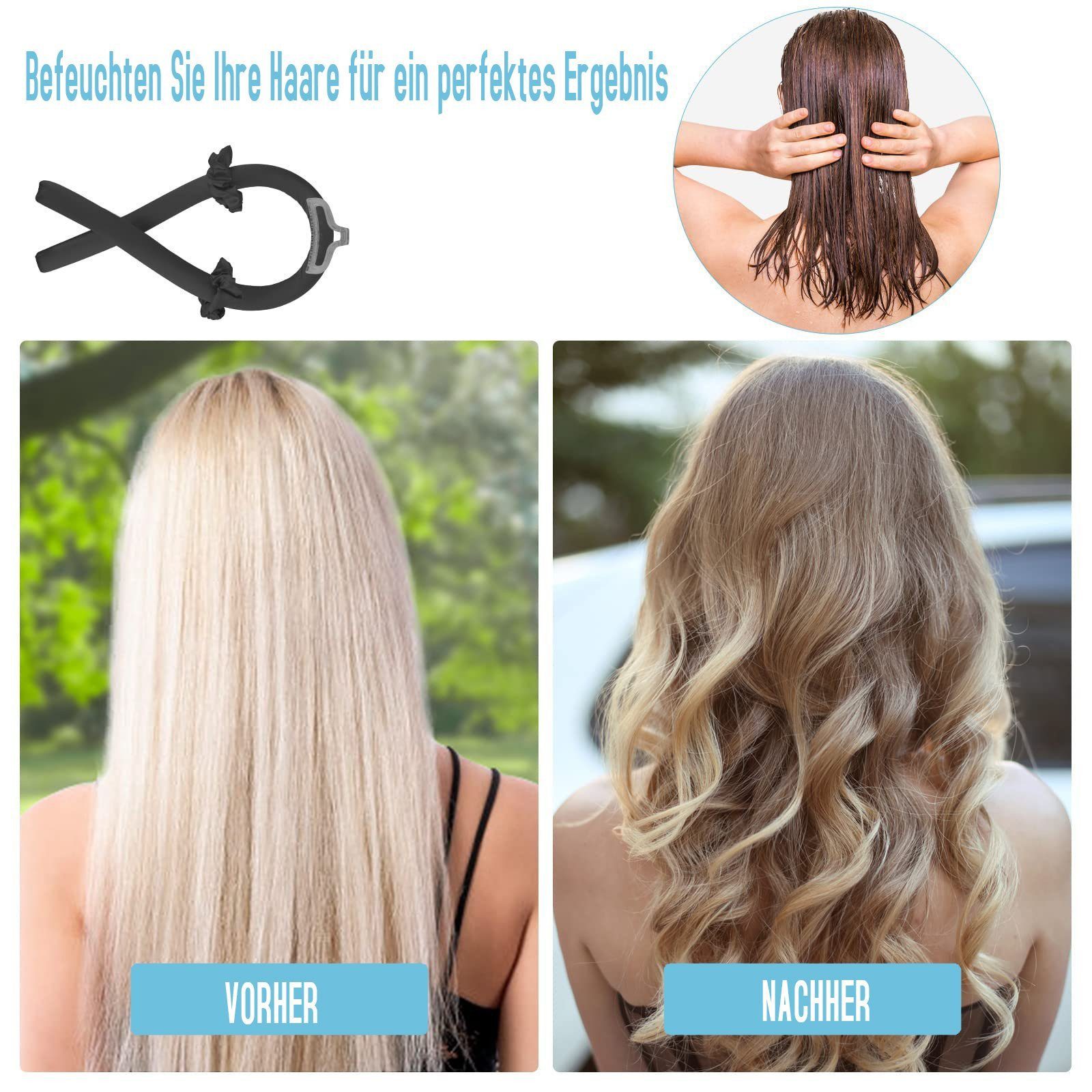 KINSI Lockenstab Schlafender Lockenstab,hitzefreier Lockenstab,große Locken,Haarband, Hair Curler DIY Haare Lockenband Frisurenset für Langes Mittleres Haar