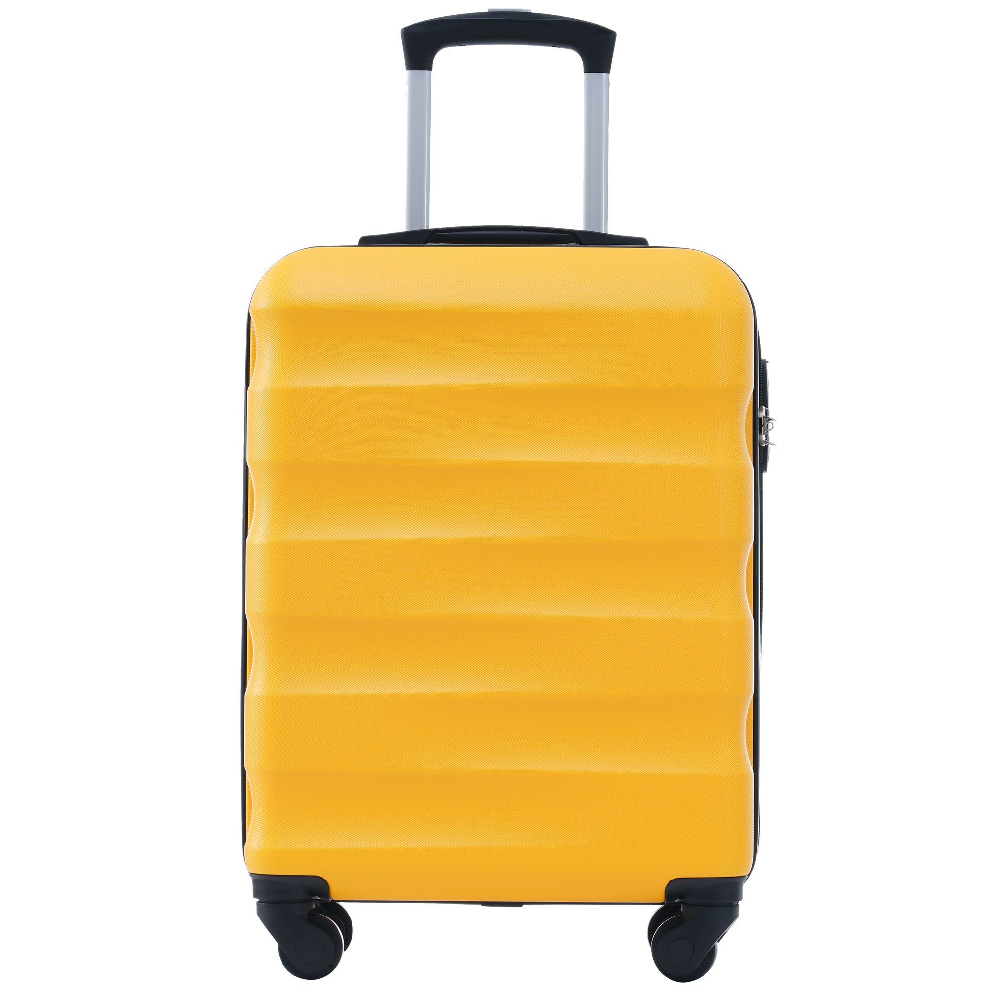 Hartschalen-Trolley, Koffer Rollen, Gelb Handgepäck 4 mit Erweiterung Flieks TSA-Schloss, Reisekoffer,
