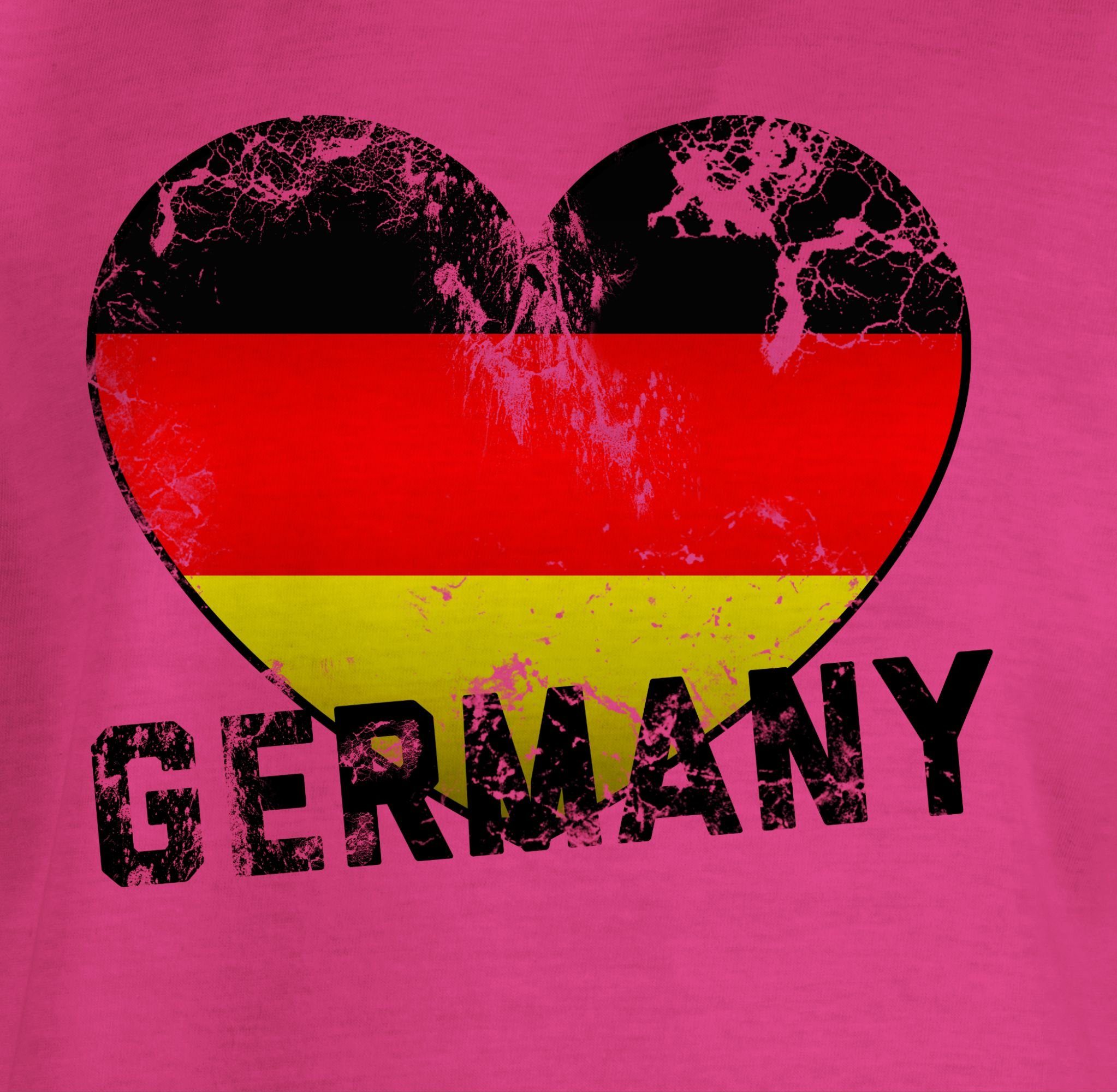 Fuchsia EM 2 Germany Vintage Shirtracer 2024 Fussball Kinder T-Shirt Herz