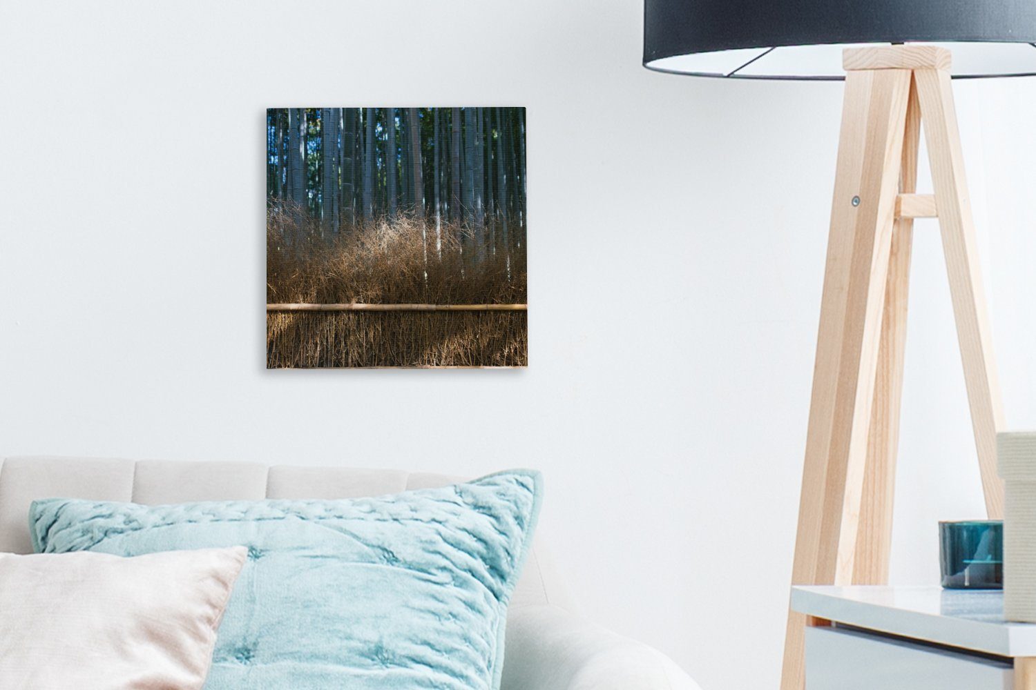 OneMillionCanvasses® Leinwandbild Arashiyama-Bambusbäume in Wohnzimmer Bilder einem Japan, (1 für Schlafzimmer St), Leinwand Wald