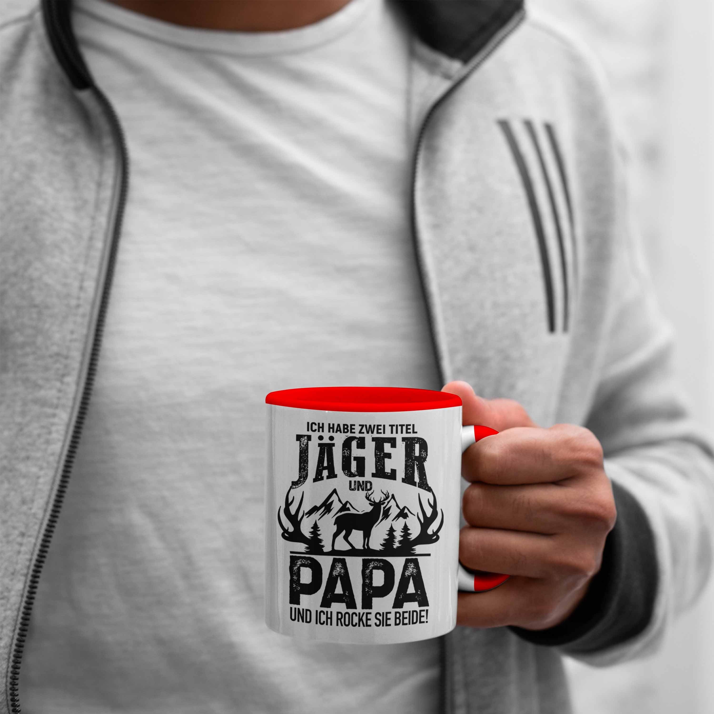 Tasse Geschenk Trendation Jäger und Vatertag Rot Tasse Männer Spruch Jäger Papa Trendation Geschenkidee für -