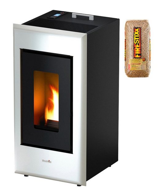 FreePoint Pelletofen MIKA EVO Stahl, 6,5 kW, Raumheizvermögen: 156 m³, schwarz-weiß