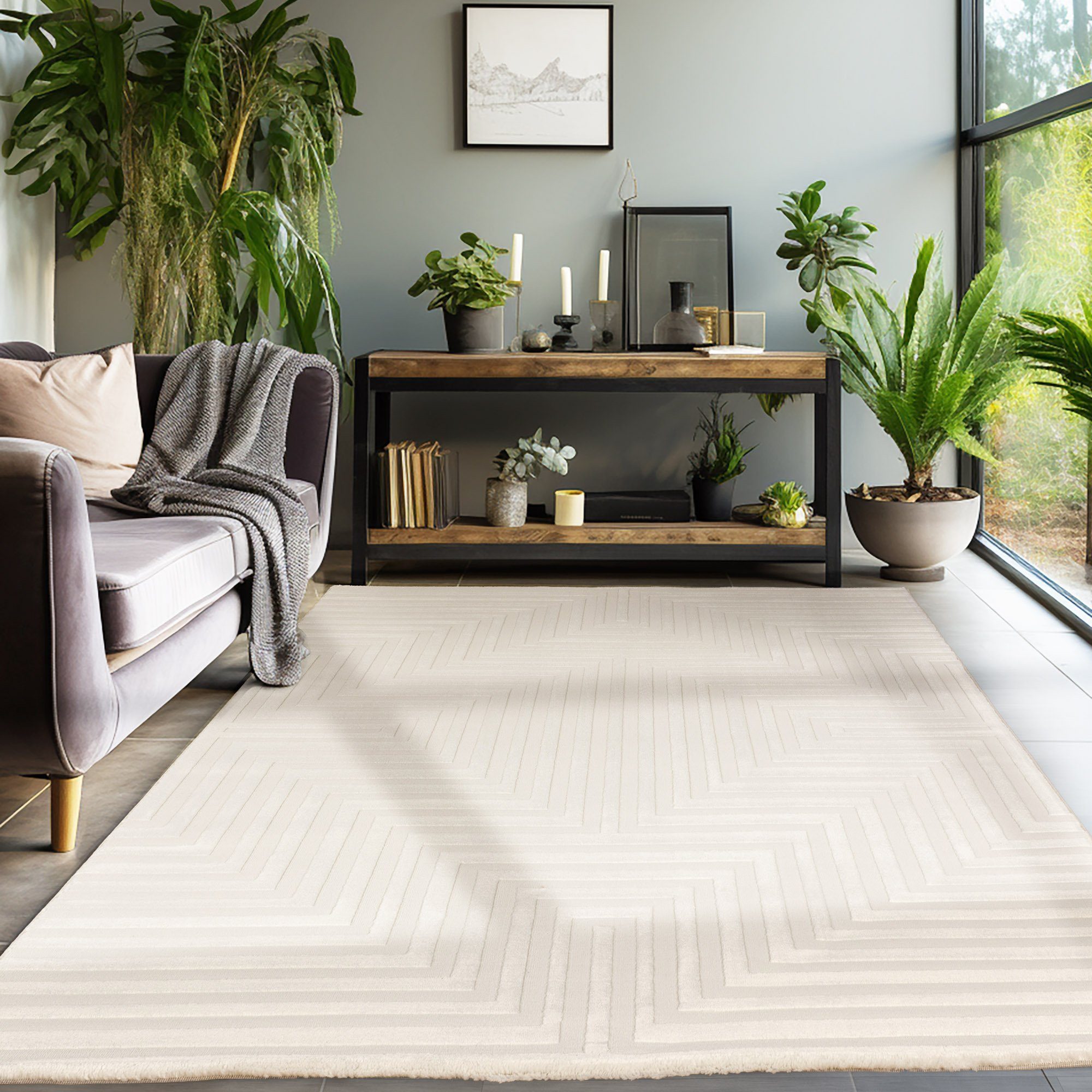 SIMPEX24 Designteppich Geometrisch Design, Läufer, Höhe: 12 mm, Teppich Woh günstig online kaufen