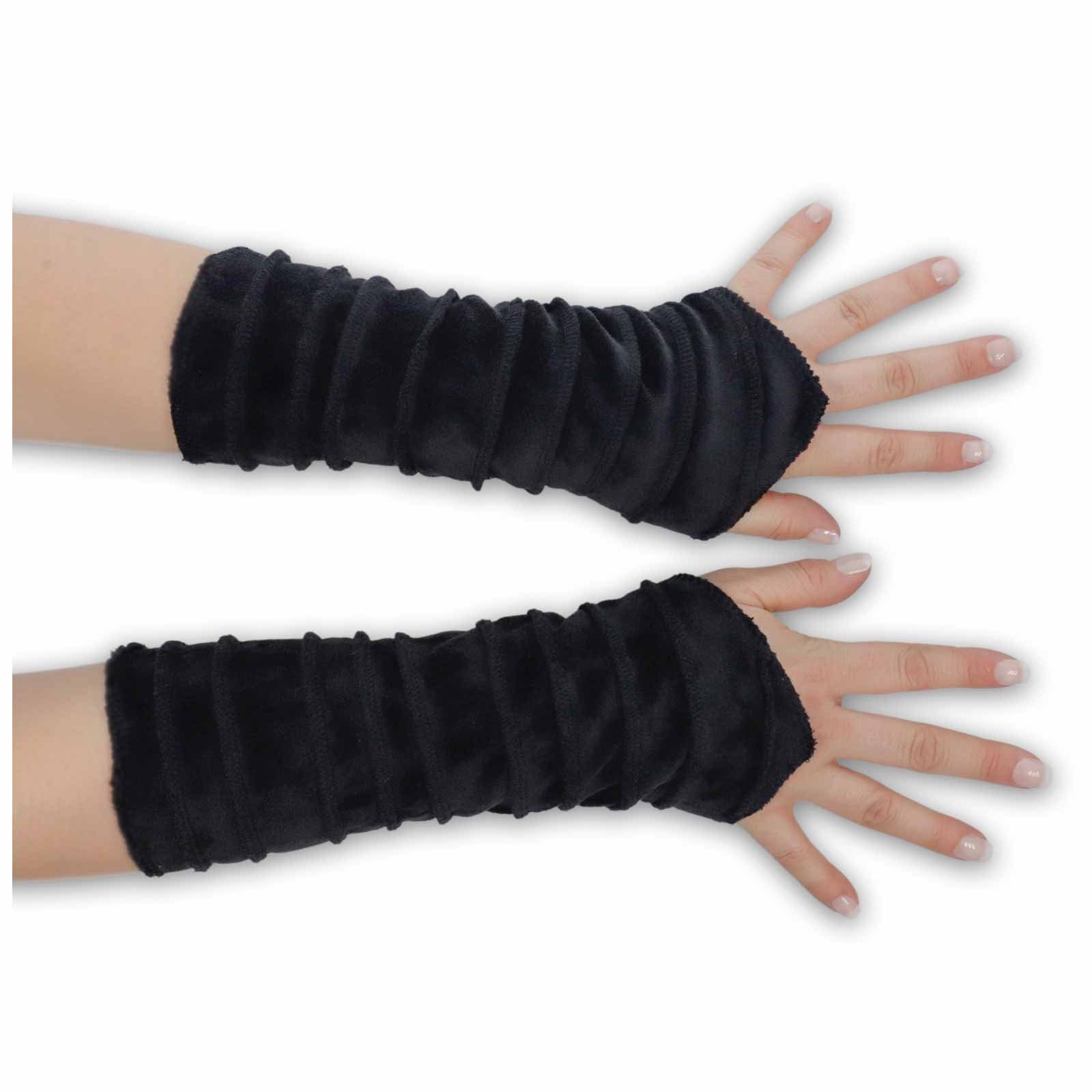 Armstulpen / Samt Stulpen Armstulpen Handschuhe KUNST UND MAGIE Kunst und Magie Handwärmer Black Schwarz