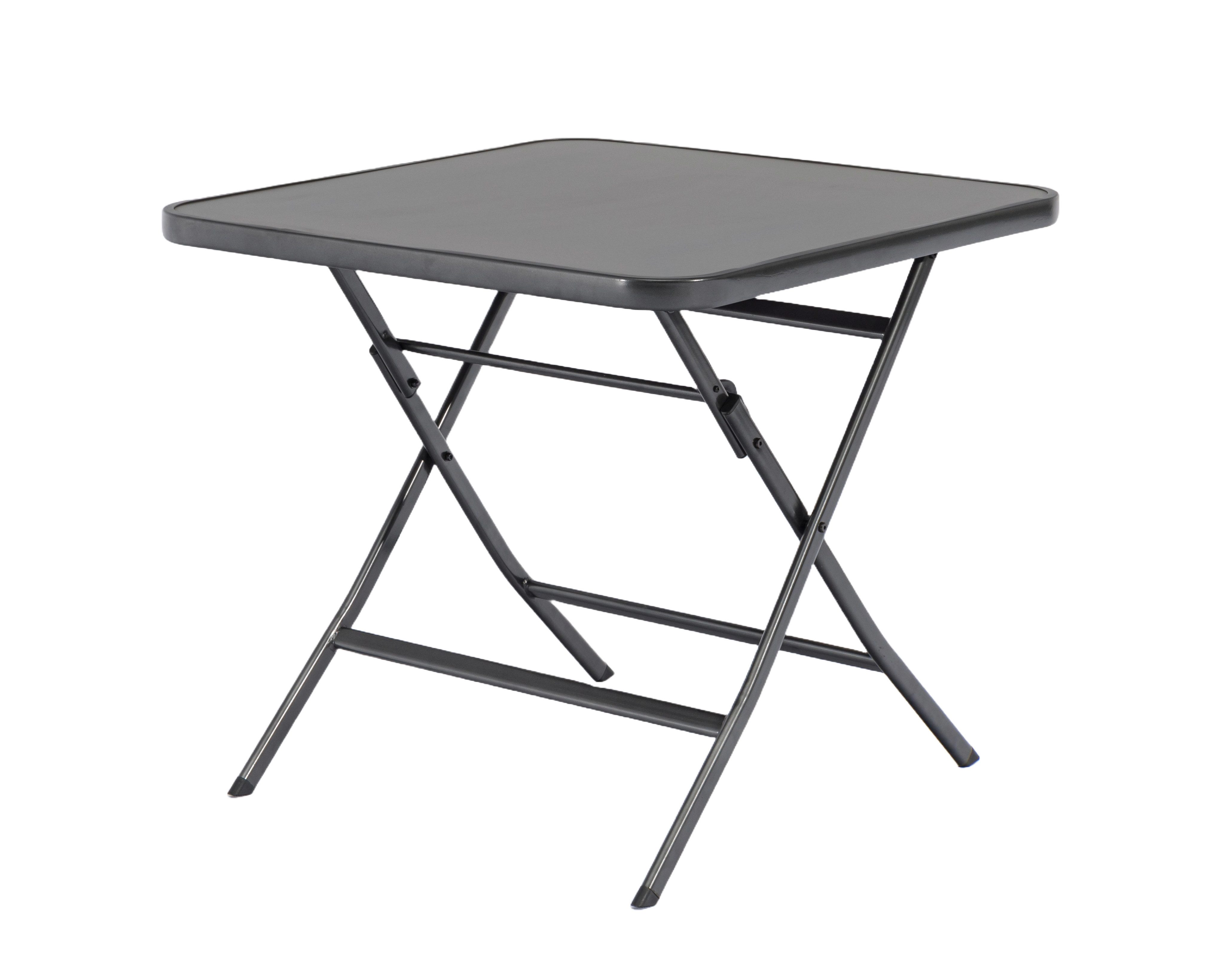 Gardissimo Gartentisch Garda rechteckig 80x80 cm anthrazit zusammenklappbar (Klapptisch, 1 Tisch), klappbar, wetterfest, pflegeleicht, mit Sicherheitsarretierung