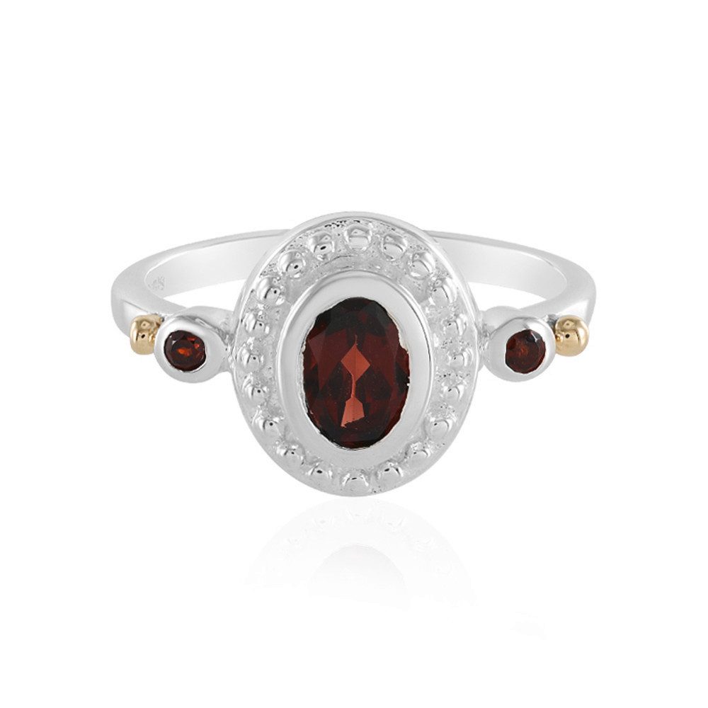 Cavill Goldring Mosambik-Granat Ring, Sterlingsilber mit 14K Gold, Ovalschnitt (1-tlg)