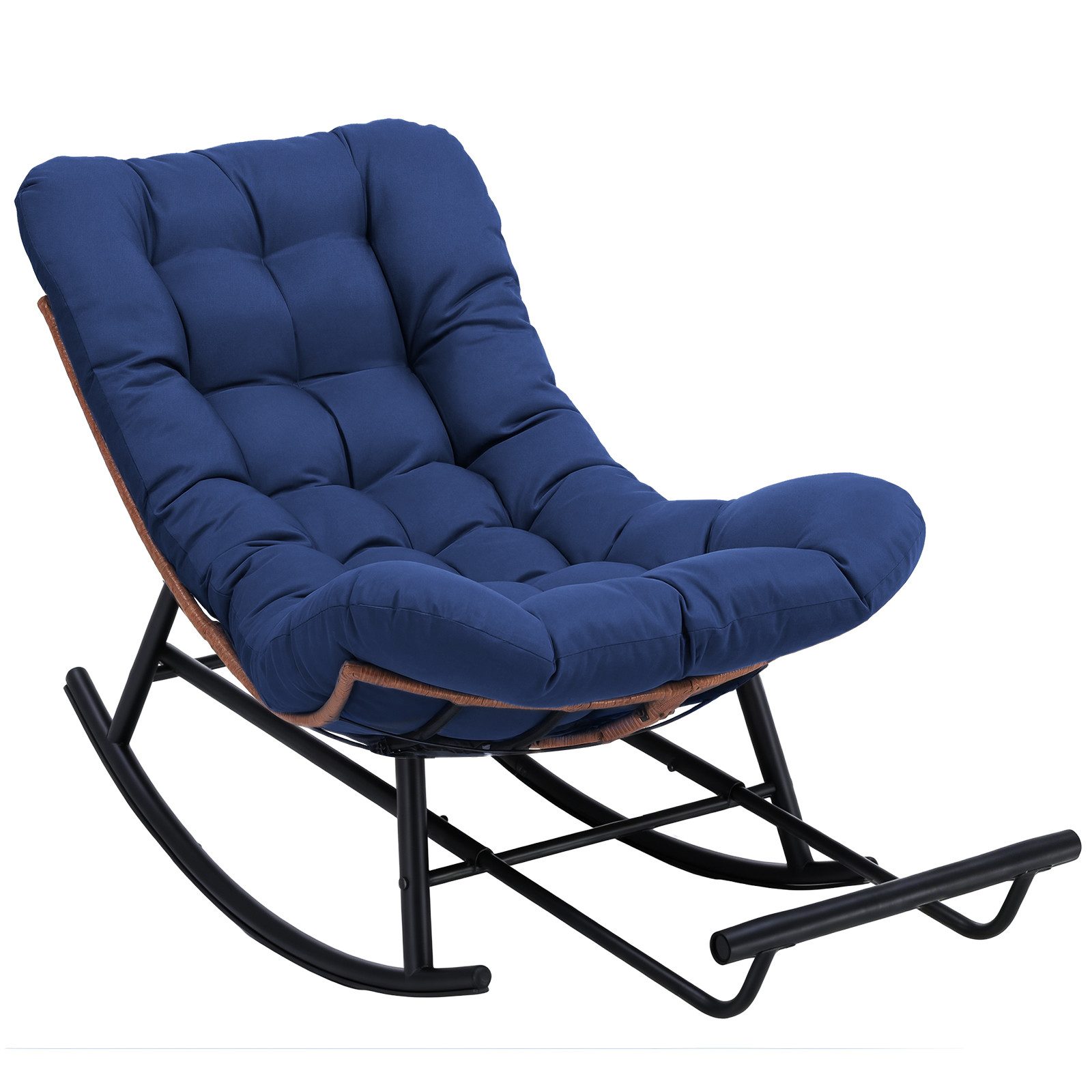 COMHOMA Schaukelstuhl XXL Outdoor, Schaukelsessel mit Sitzpolster für In- & Outdoor, breite Schaukelliege mit extra dickem Sitzkissen