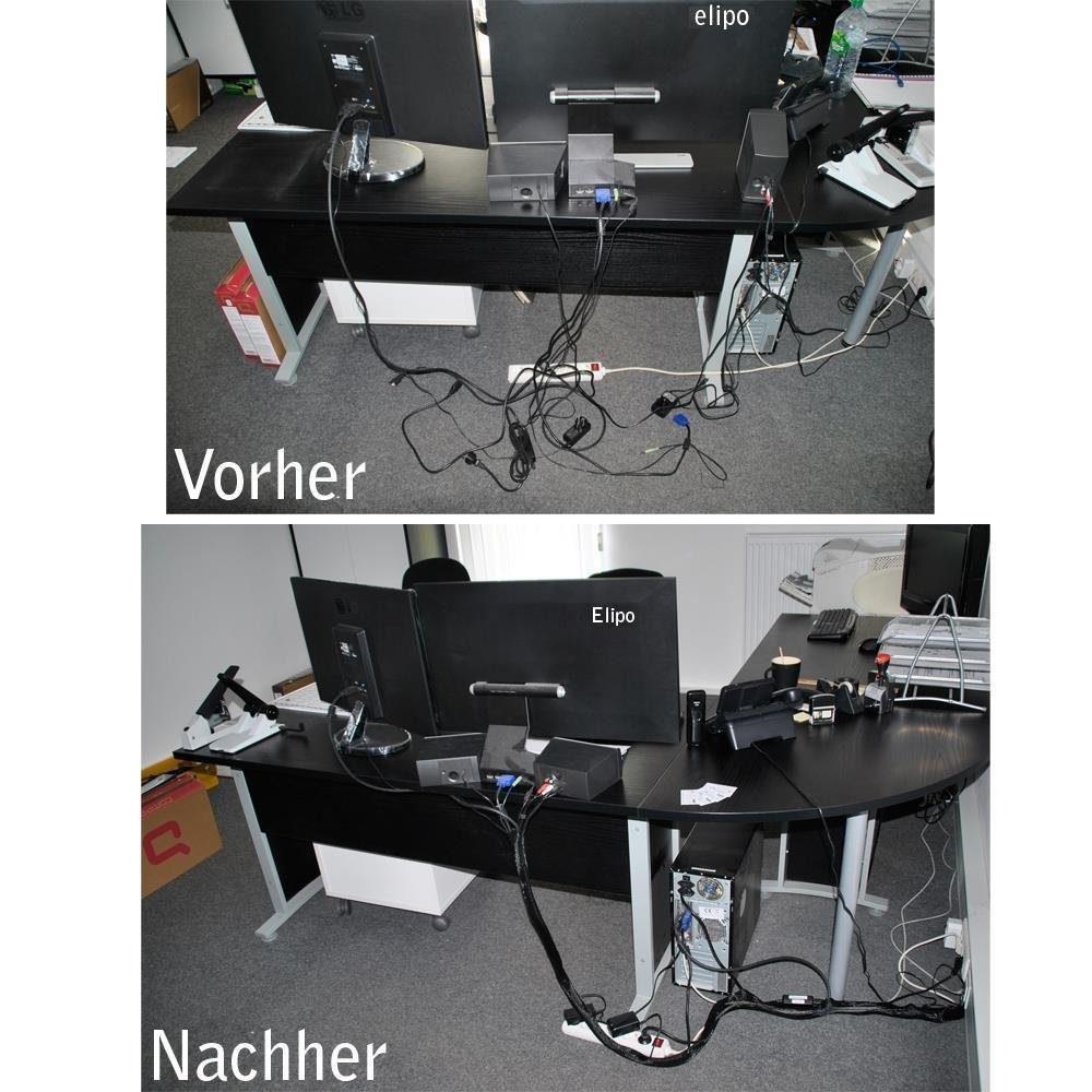 Systafex® Kabelkanal Flexibler Kabelkanal 2m - Einfache Montage und flexibler Einsatz (Kabelkanal mit Klettverschluss, 1-St), dehnbar, kürzbar