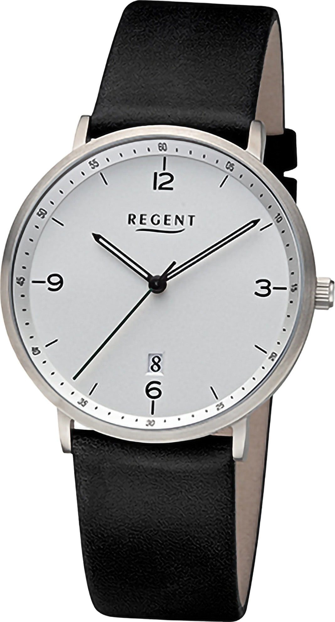 Regent Regent Herren Herren 39mm), groß Armbanduhr rund, Quarzuhr (ca. Armbanduhr Lederarmband Analog, extra