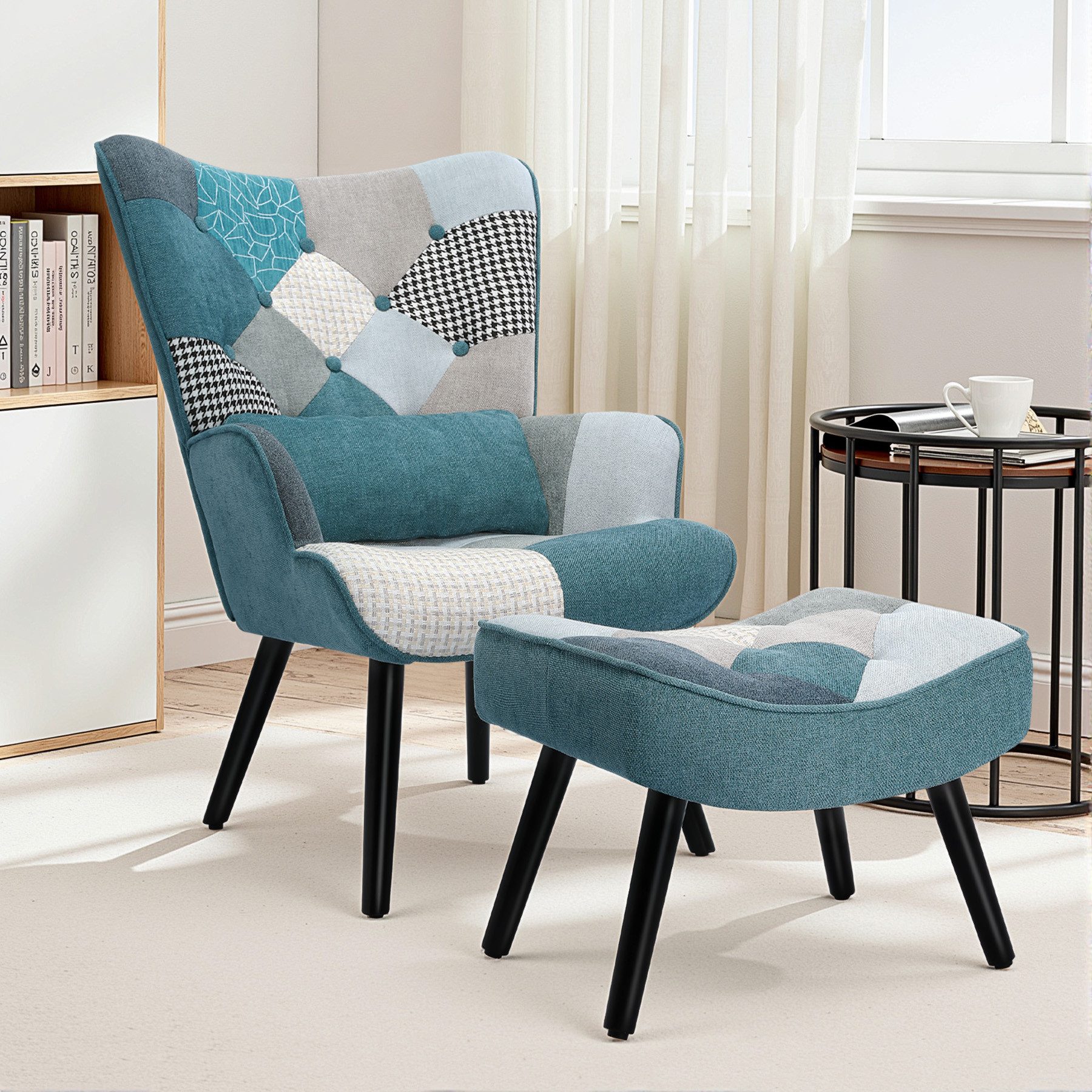 HomeMiYN Ohrensessel Relaxsessel Lehnstühle Patchwork Ohrensessel günstig online kaufen