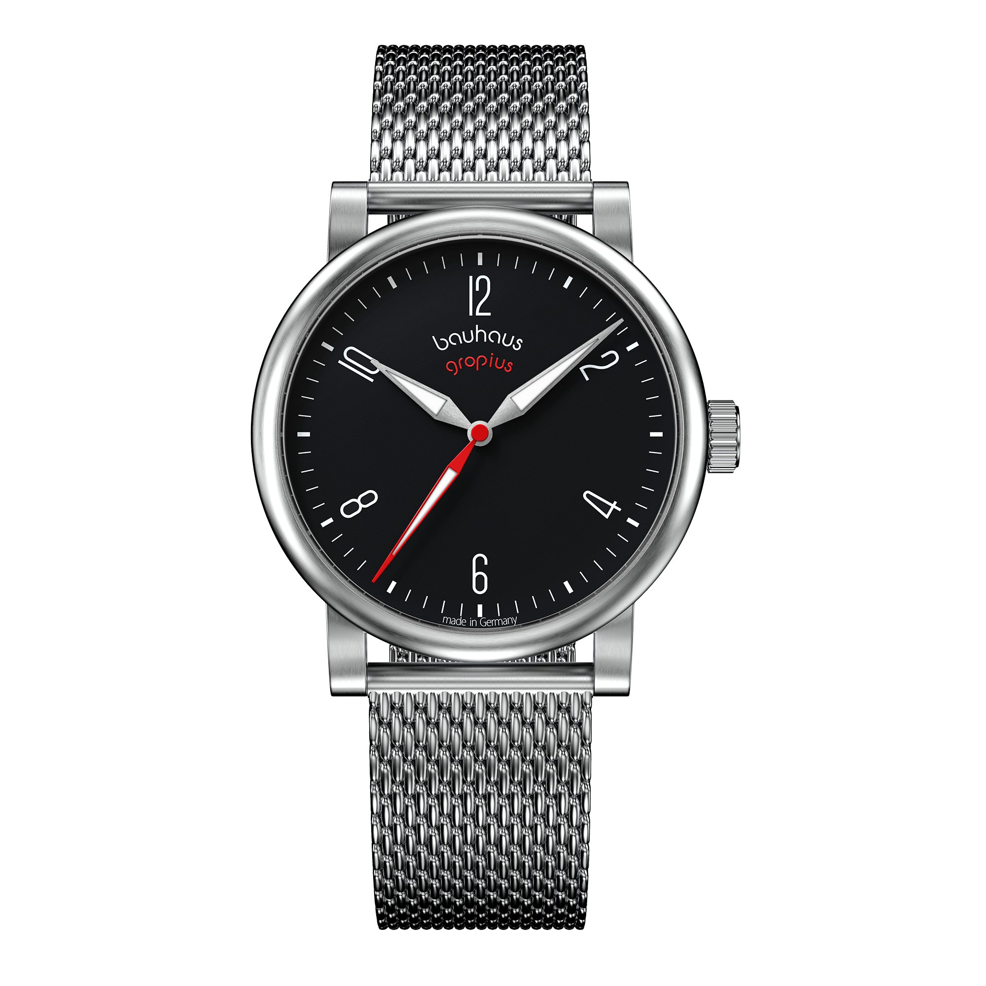 Walter Gropius Automatikuhr Made in Germany, Saphirglas, Kontur Automatik - WGA 803-02M, Designeruhr, Edelstahlband mit Easy-Release System, Edelstahlgehäuse