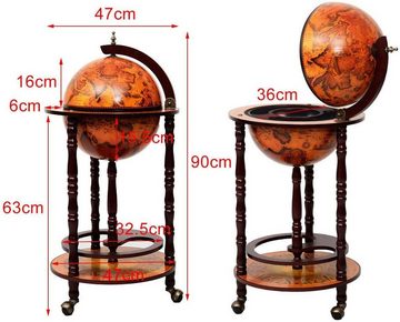 KOMFOTTEU Barschrank Globusbar Weltkugel 2 Ebenen Hausbar, mit 3 Rollen