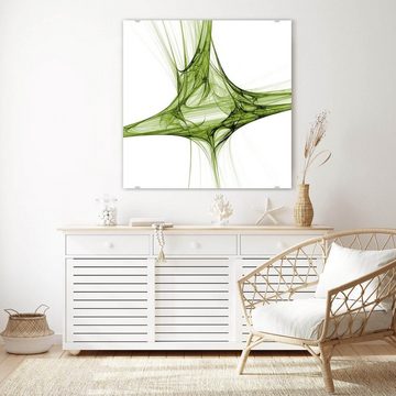 Primedeco Glasbild Wandbild Quadratisch Grüner Klecks mit Aufhängung, Abstrakt