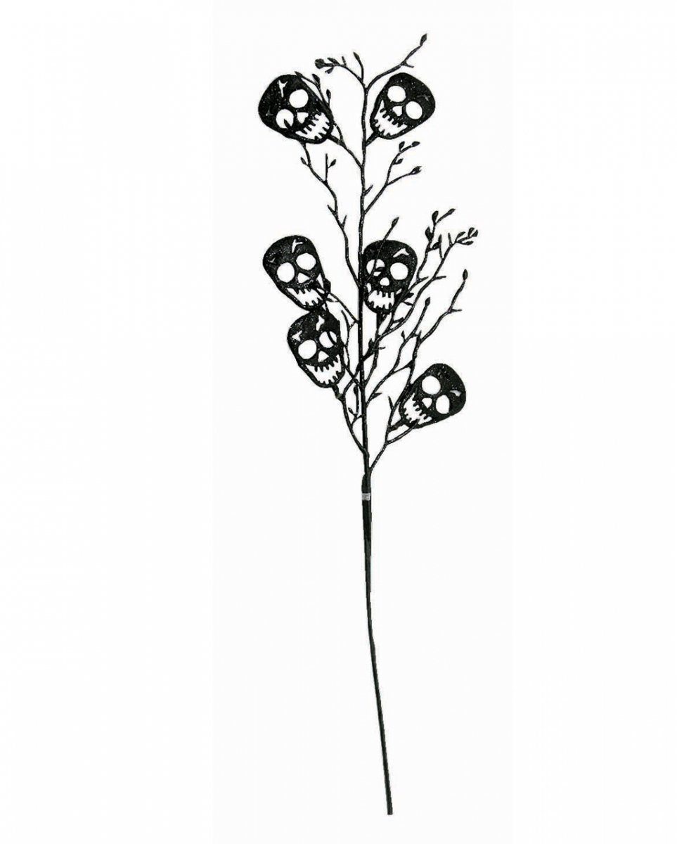 Horror-Shop Dekofigur langem Totenkopf Blume mit Stiel