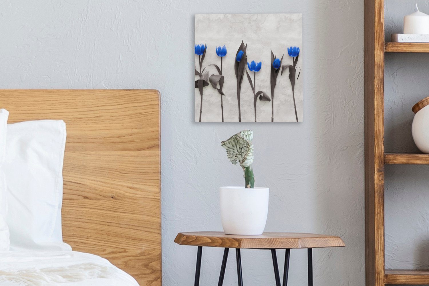 OneMillionCanvasses® Leinwandbild Blumen - Tulpen für Leinwand (1 St), Blau, - Schlafzimmer Bilder Wohnzimmer