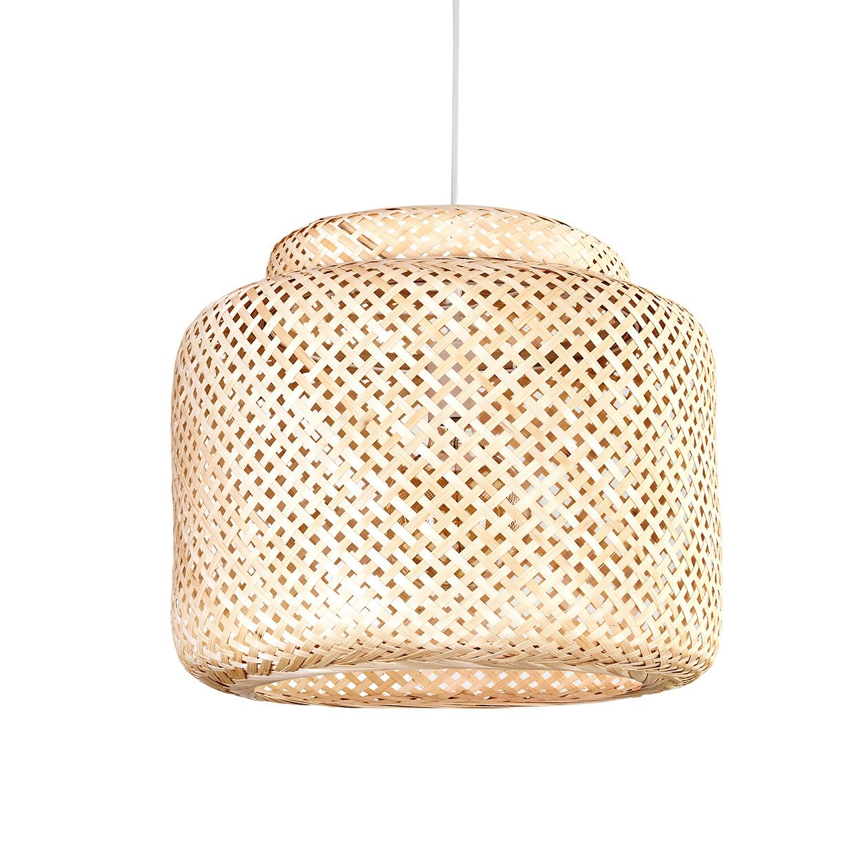 hofstein Hängeleuchte Hängelampe aus Metall/Bambus in Weiß/Naturfarben, ohn günstig online kaufen