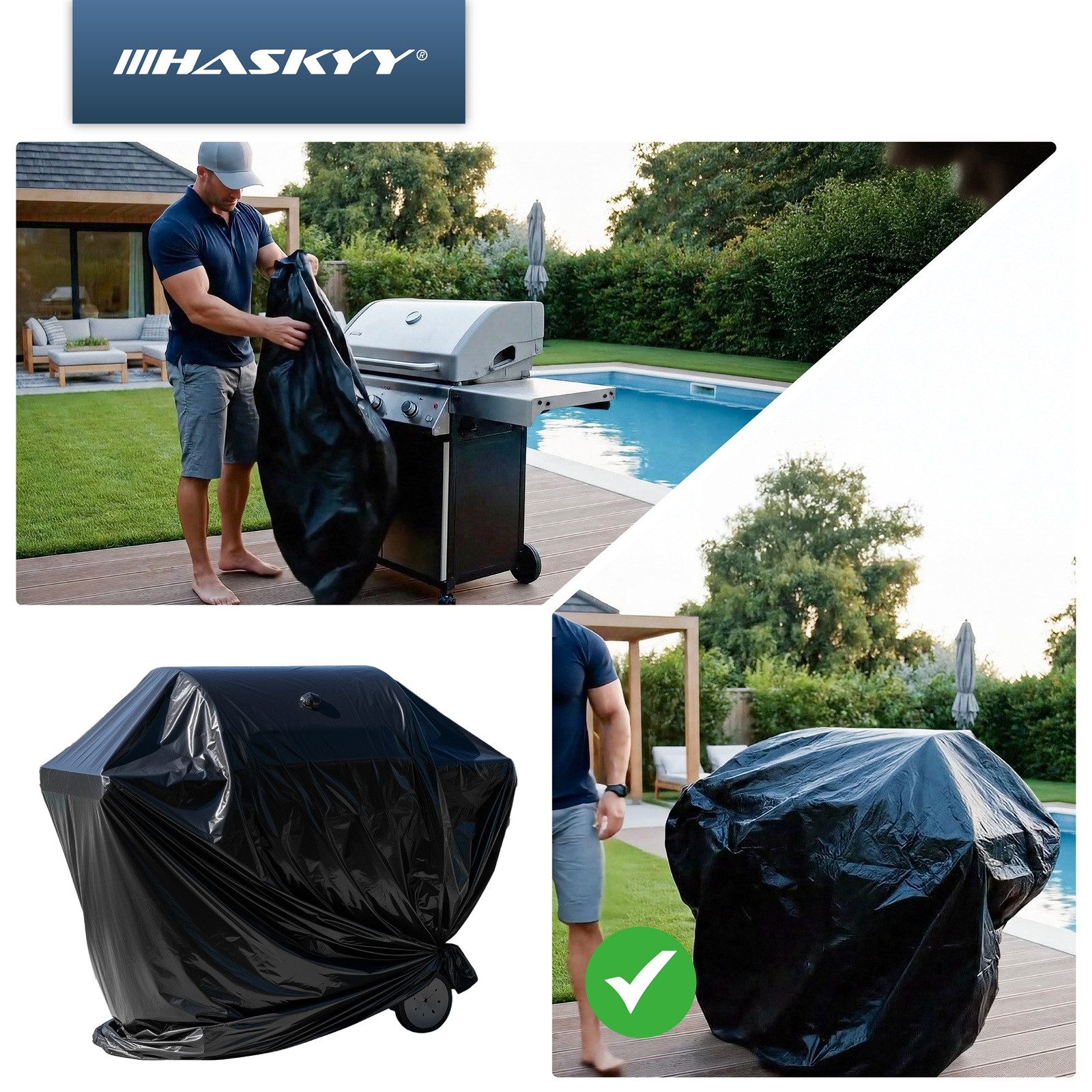 HASKYY Schutzhaube Abdeckhaube Palettenhaube PE bag UV-beständig 130x90x250cm – Bild 4 von 5
