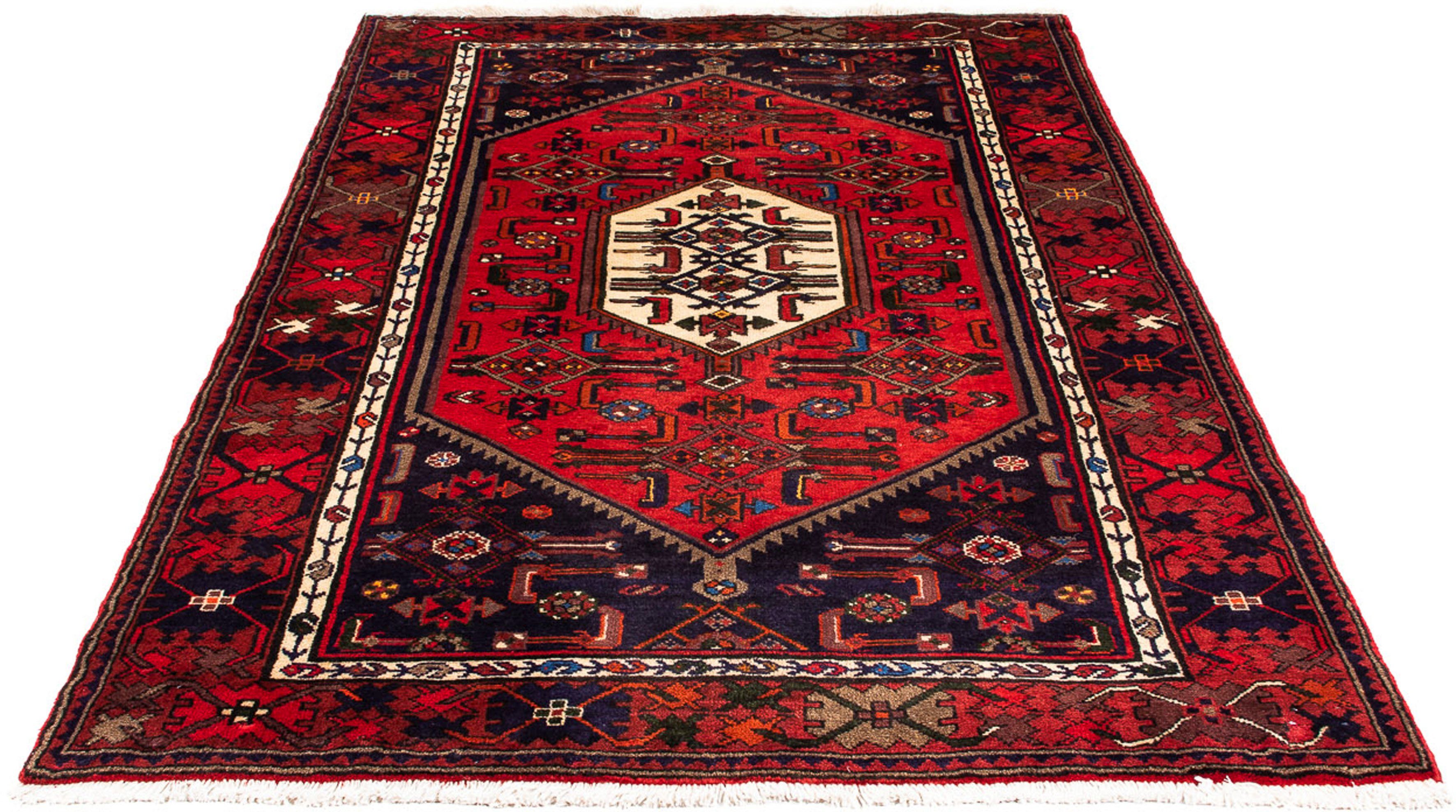 Orientteppich Perser - Nomadic - 194 x 132 cm - dunkelrot, morgenland, rechteckig, Höhe: 10 mm, Wohnzimmer, Handgeknüpft, Einzelstück mit Zertifikat