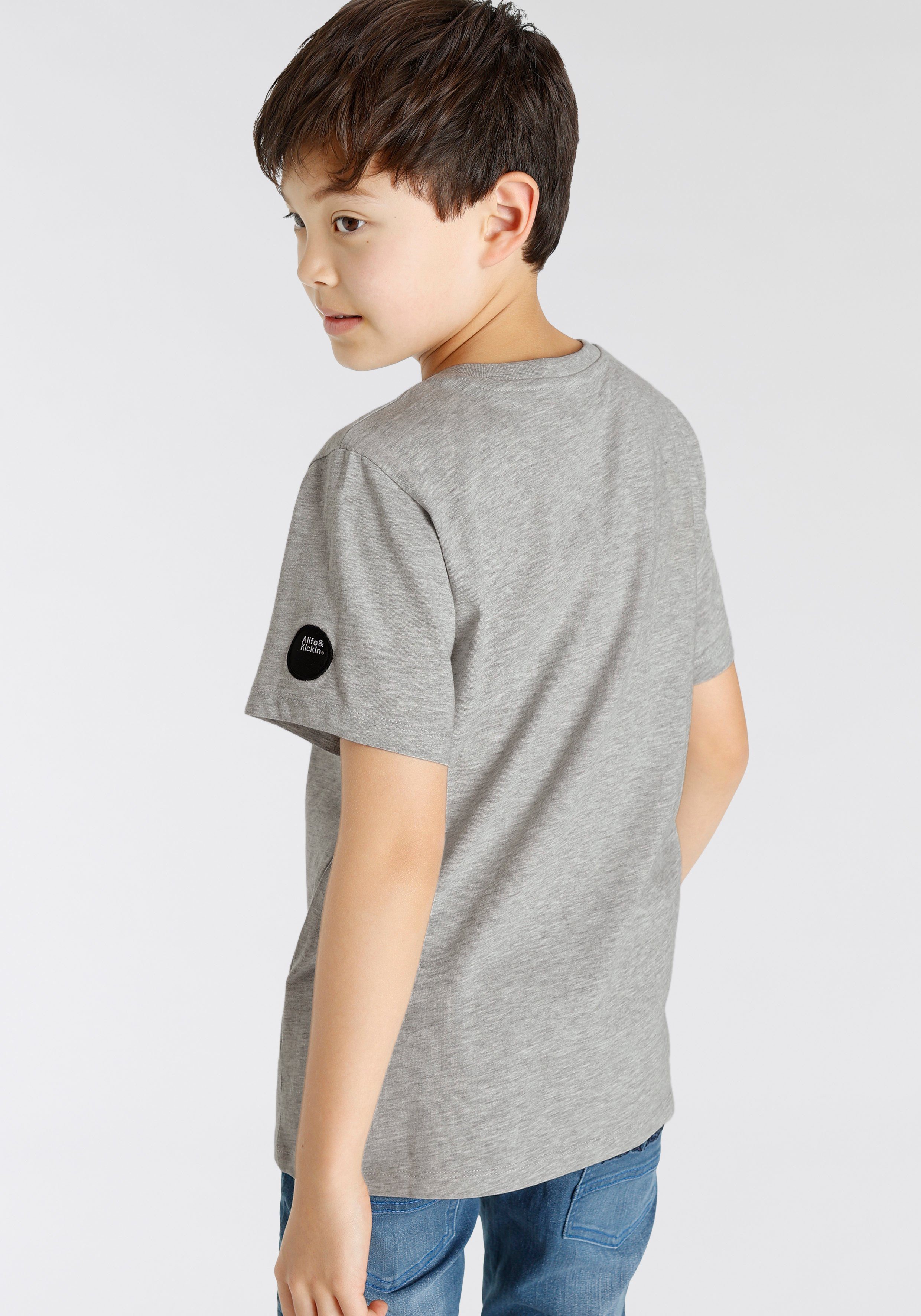 Alife & Logo-Print MARKE! melierter Alife&Kickin Qualität, für T-Shirt Kids in Kickin NEUE