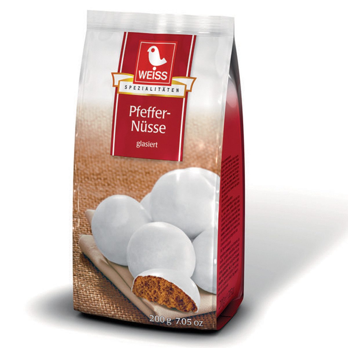 WEISS Süßigkeit, Weiss Pfeffernüsse glasiert würziger Lebkuchen mit Zuckerglasur 200g