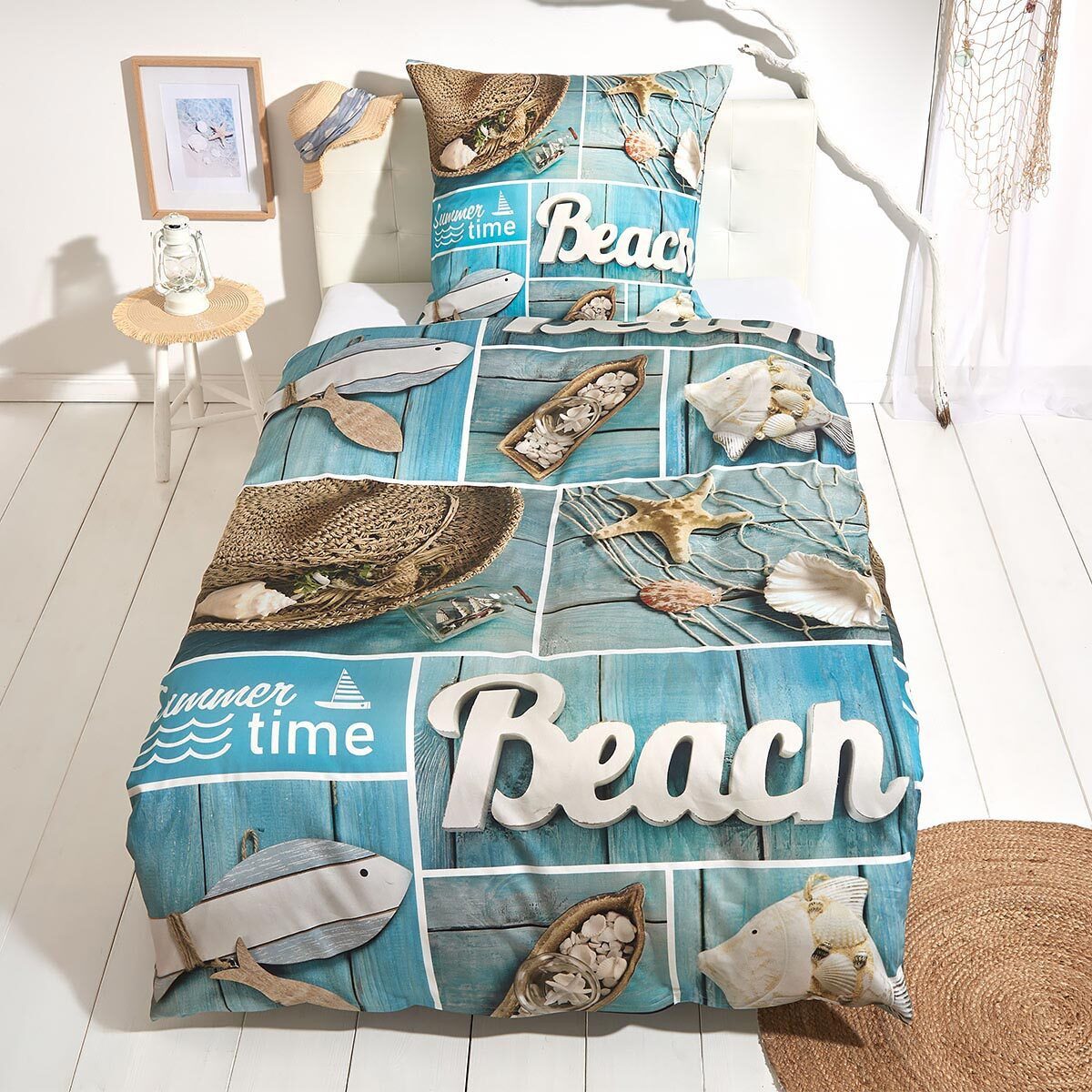 TRAUMSCHLAF Bettwäsche Beach, Mako Satin, 2 teilig, sommerliches Design in einzigartiger Haptik