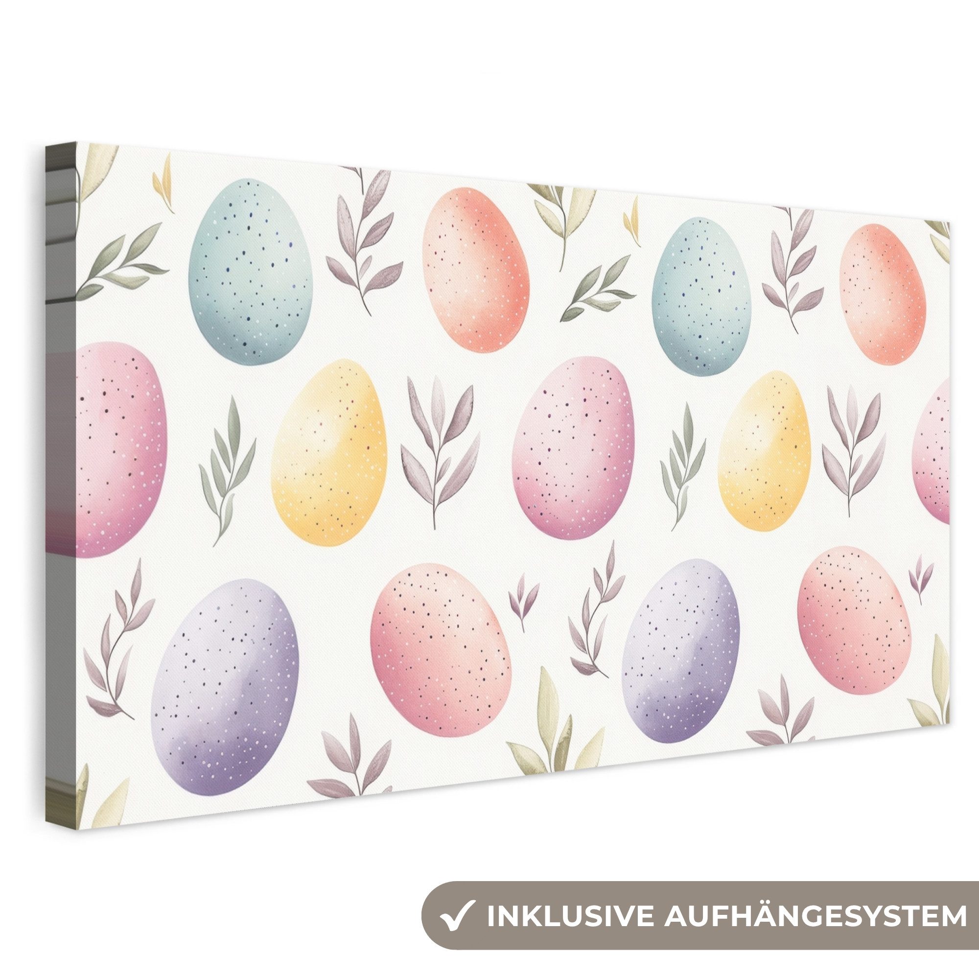 OneMillionCanvasses® Leinwandbild Panorama Eier - Bunt - Muster - Ostern Deko, Fotodruck (1 St), Wandbild, Deko Schlafzimmer Wohnzimmer Flur 40x20 cm