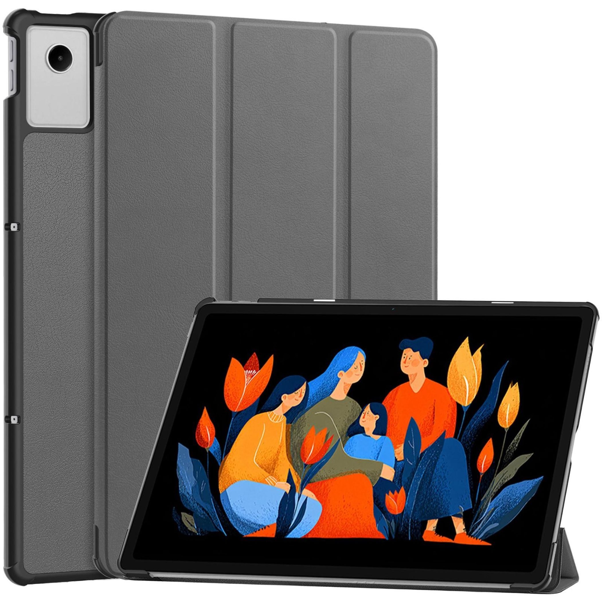 Wigento Tablet-Hülle Für Lenovo Idea Tab Plus 12.1 Zoll 3folt Wake UP Smart Tasche Grau, 3-Fach Halterung, Kratzfest, Leicht