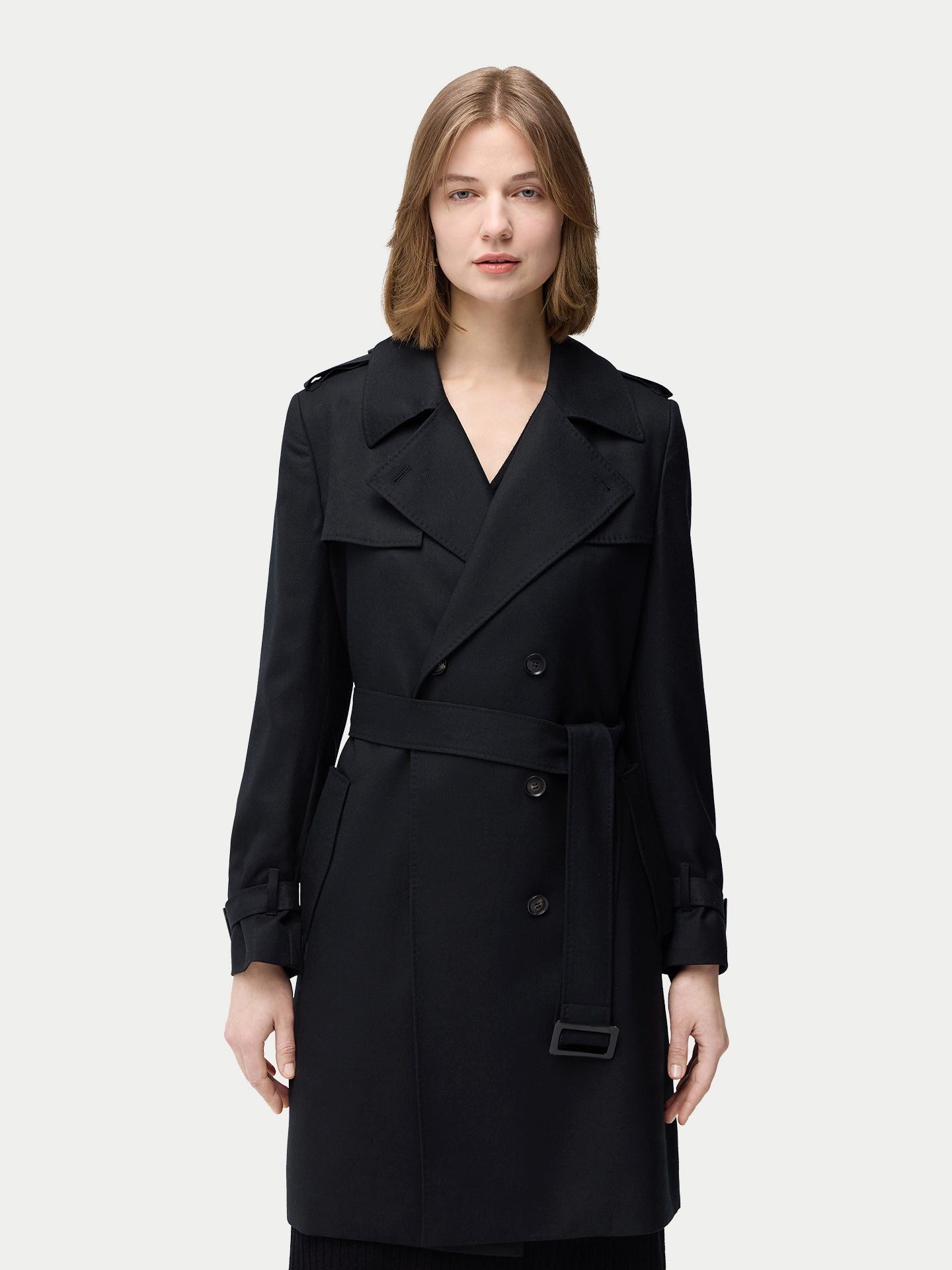 GOBI Cashmere Wollmantel Doppelreihiger Kaschmir Trenchcoat