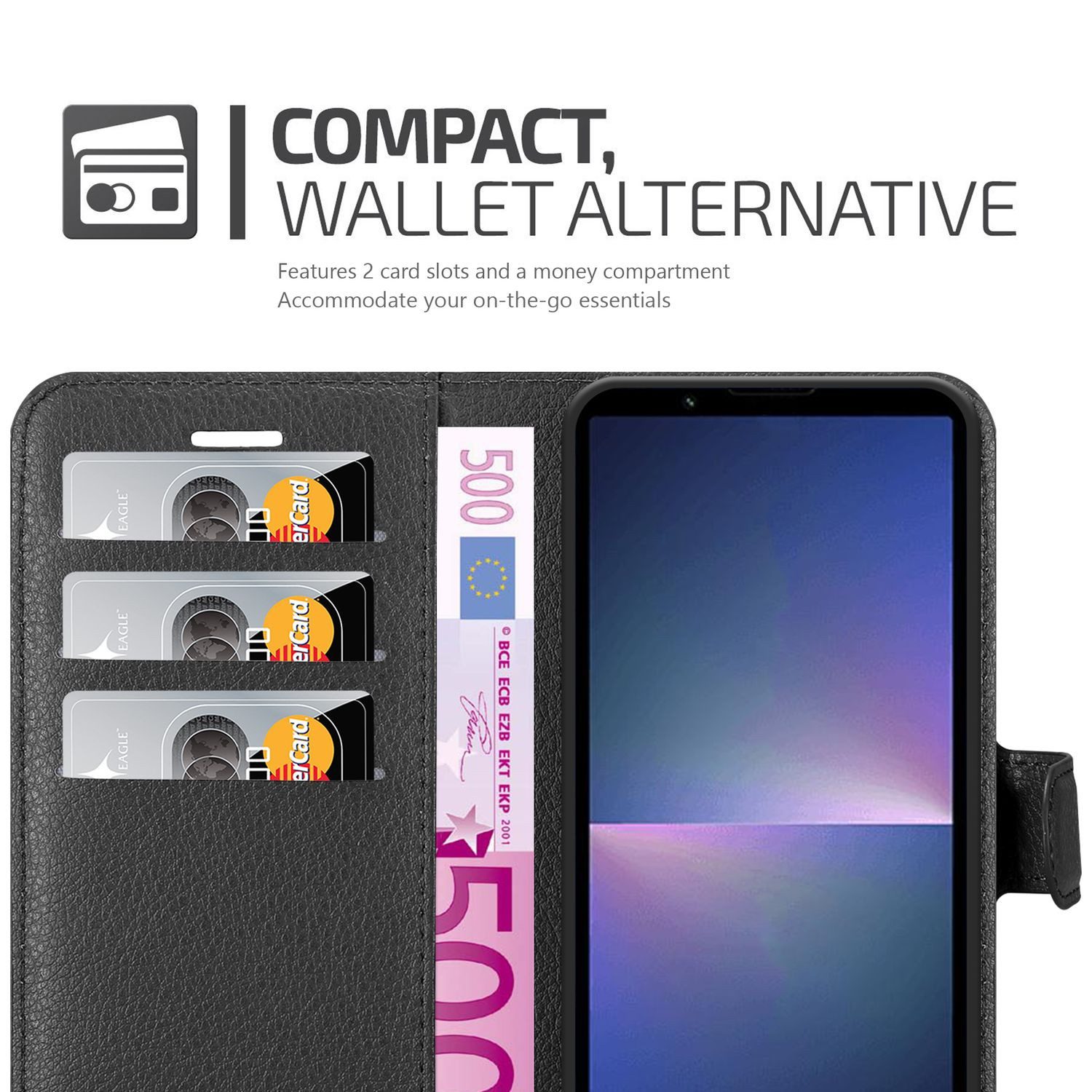 Cadorabo Handyhülle für Sony Xperia 5 V Hülle Sony Xperia 5 V, Hülle Schutzhülle mit Standfunktion, Kartenfach und Magnetverschluss