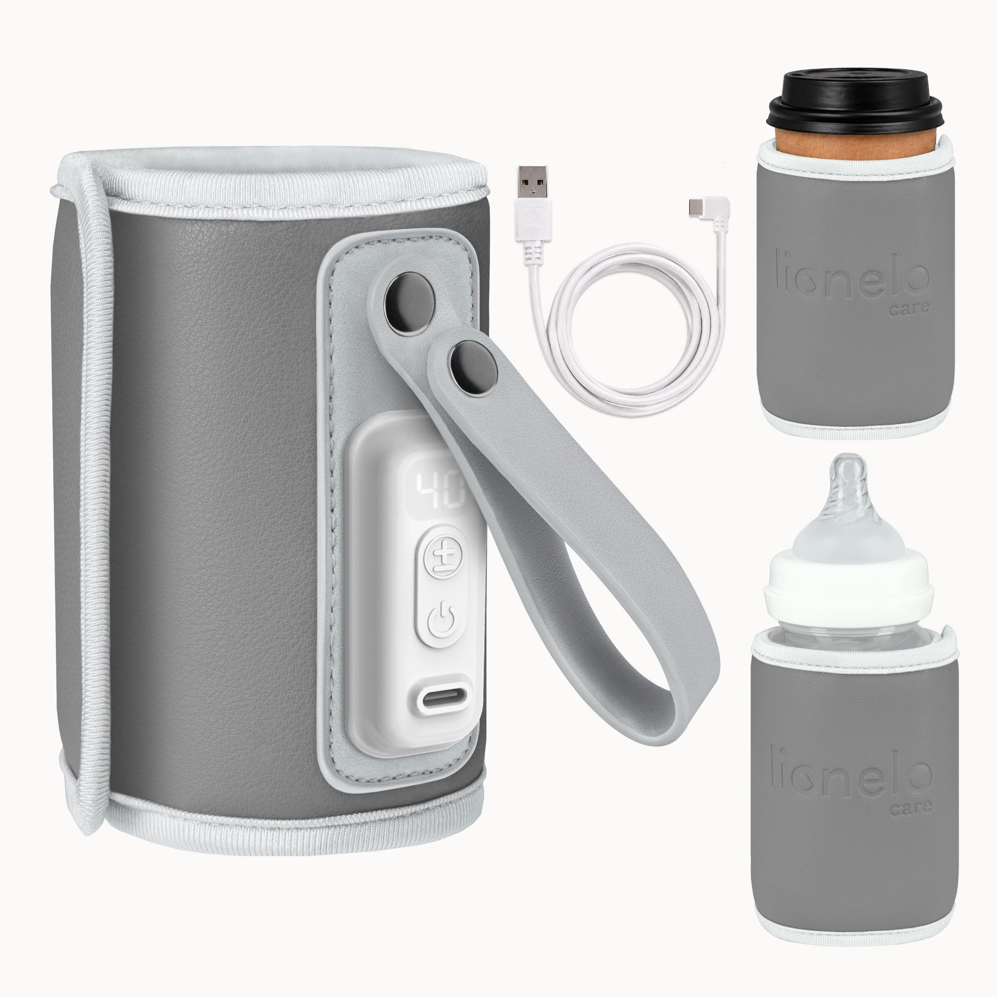 Overmax Babyflaschenwärmer THERMUP GO GREY SILVER, Hält Getränke bis zu 24 Stunden lang warm