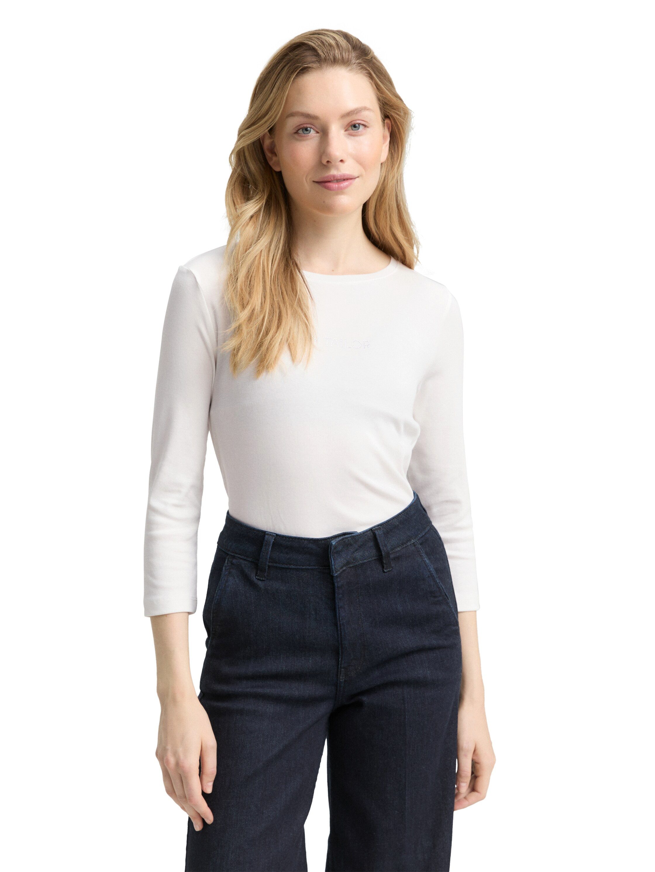 TOM TAILOR 3/4-Arm-Shirt mit Logo Schriftzug günstig online kaufen