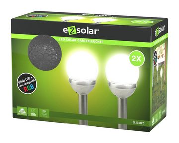 EZ SOLAR LED Solarleuchte Cracked Glas Set Außenbeleuchtung, Wegbeleuchtung, Solar Lampe, RGB Farbwechsel, Dämmerungssensor, mit Erdspieß