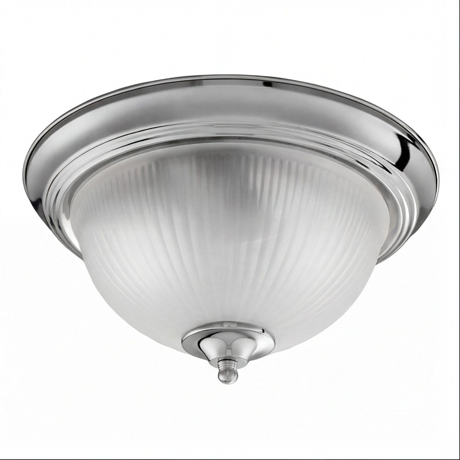 Licht-Erlebnisse Deckenleuchte AMERICAN DINER, ohne Leuchtmittel, Glas Metall 30 cm breit IP44 Chrom E14 2-flammig rund Vintage