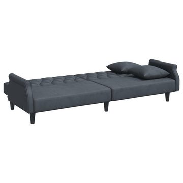 vidaXL Sofa Schlafsofa 2-Sitzer mit Kissen und Fußhocker Dunkelgrau Samt