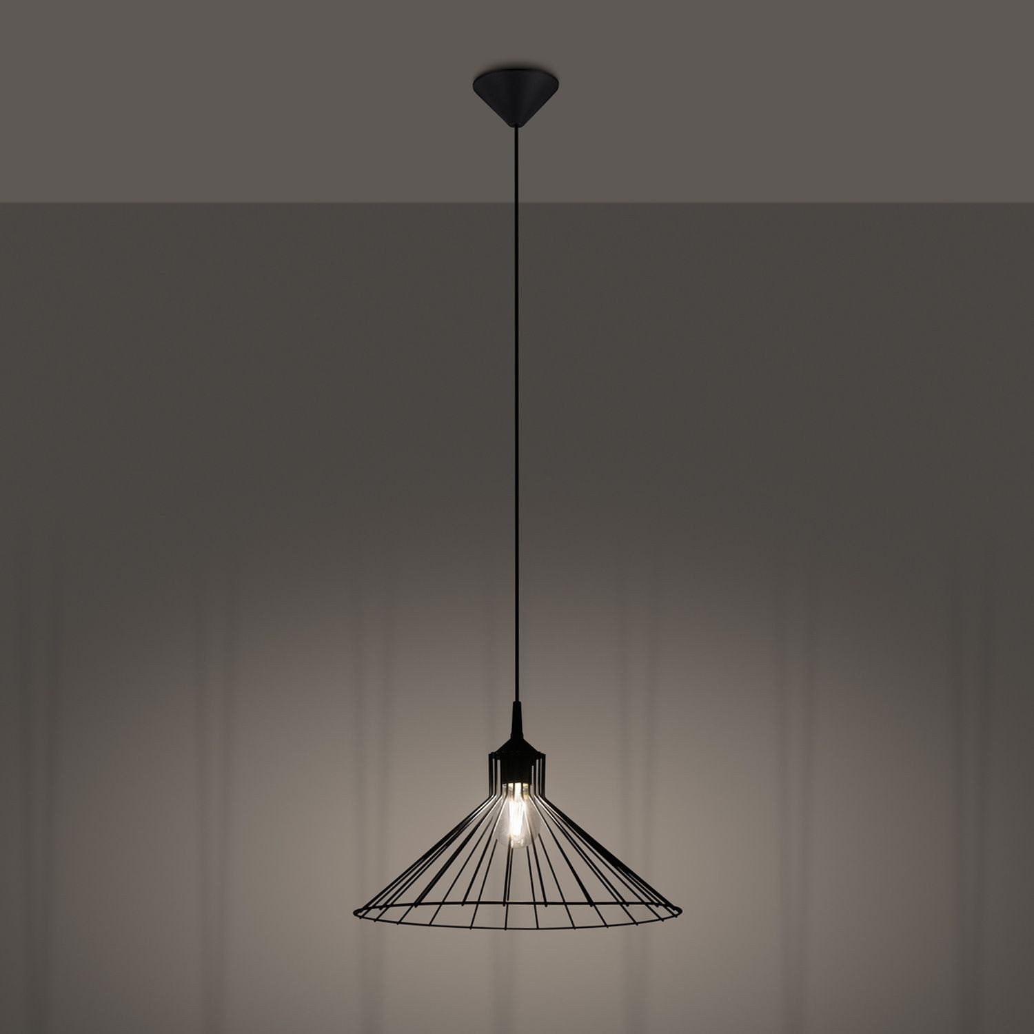 Licht-Erlebnisse Pendelleuchte GADOR, ohne Leuchtmittel, H: max. 86 cm D: 40 cm rund E27 Industrial Drahtschirm