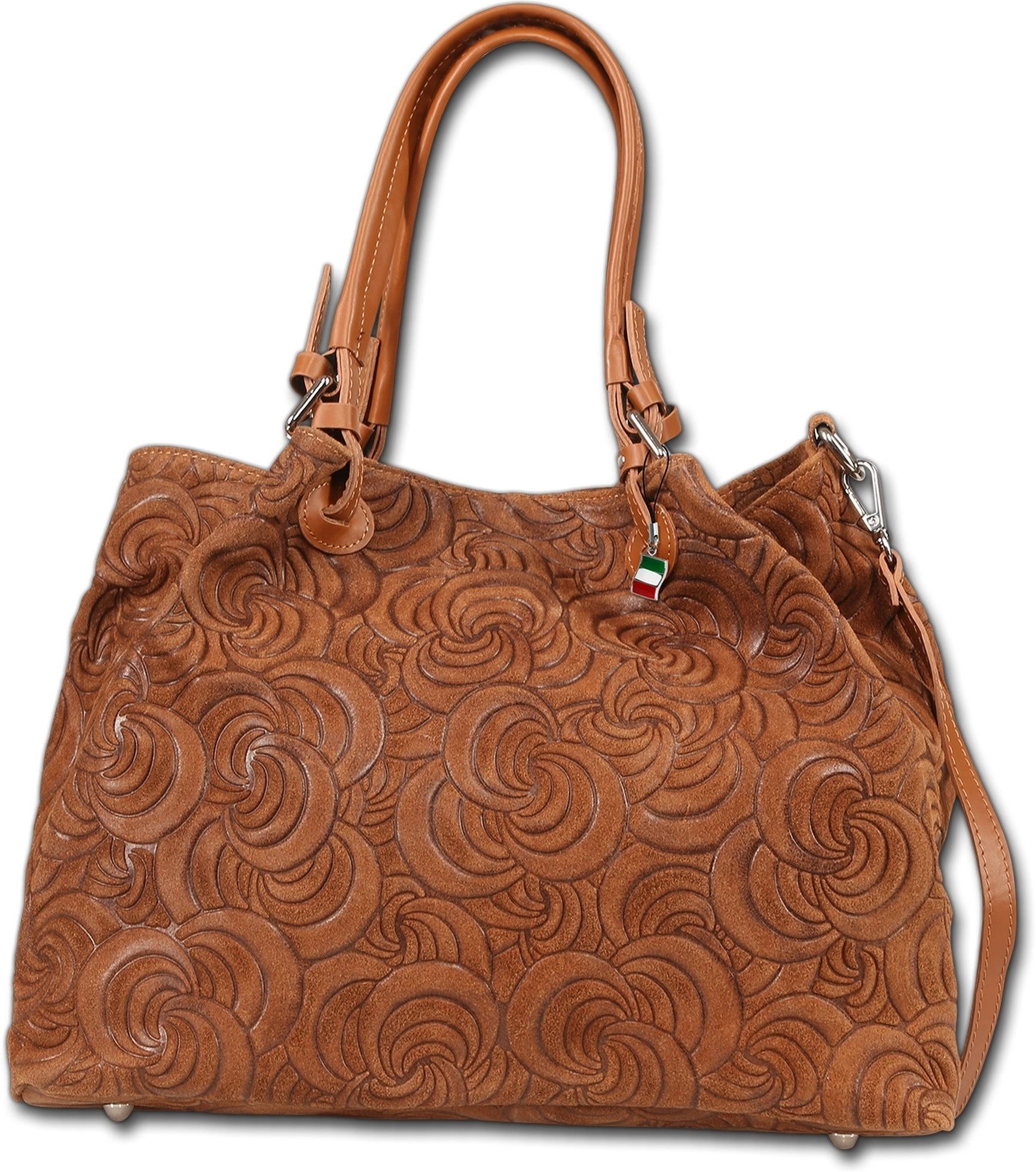 FLORENCE Schultertasche Florence Damen Schultertasche Wildleder (Schultertasche, Schultertasche), Damen Tasche Echtes Leder braun