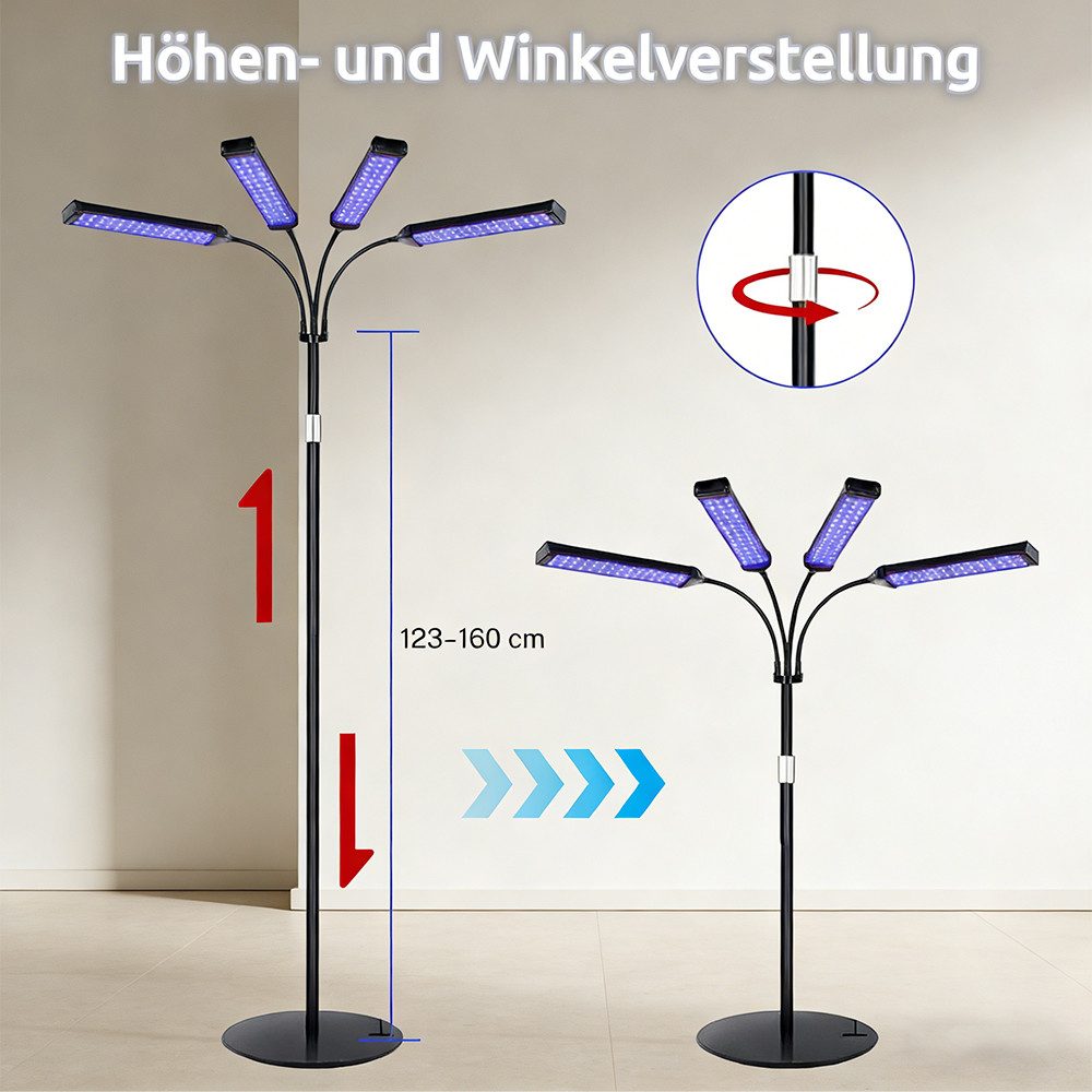 PRIISF Tageslichtlampe Bräunungslampe Solarium für Zuhause 460nm 490nm Blaues Licht Therapie, Tragbare, LED Gesichtssolarium für Gesicht und Körper Heimsonnenstudio, 5 Helligkeitsstufen, 3 Modi mit Verstellbarer Halterung, Schutzbrille, Verleiht eine natürliche und gleichmäßige Bräune, alle Hauttypen